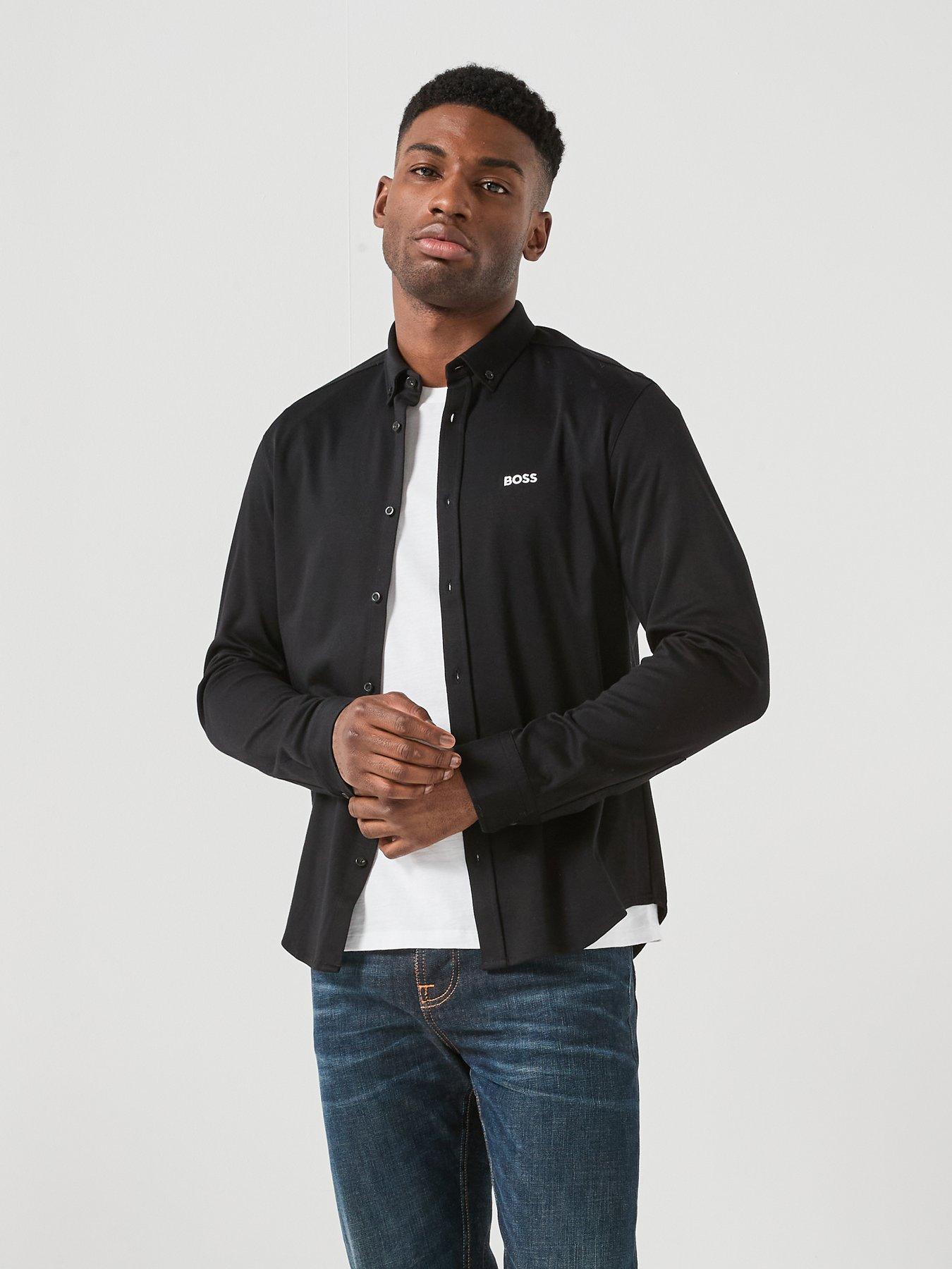 BOSS Long Sleeve Plain Shirt - Black