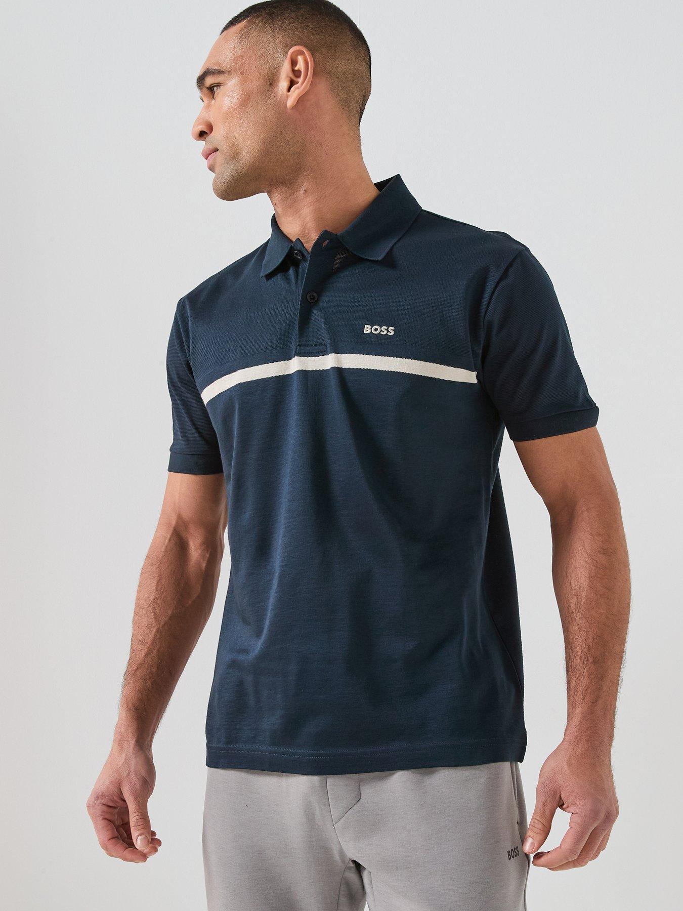 Image 1 of 6 of BOSS Join Paddy Stripe Regular Fit Polo Shirt - Navy