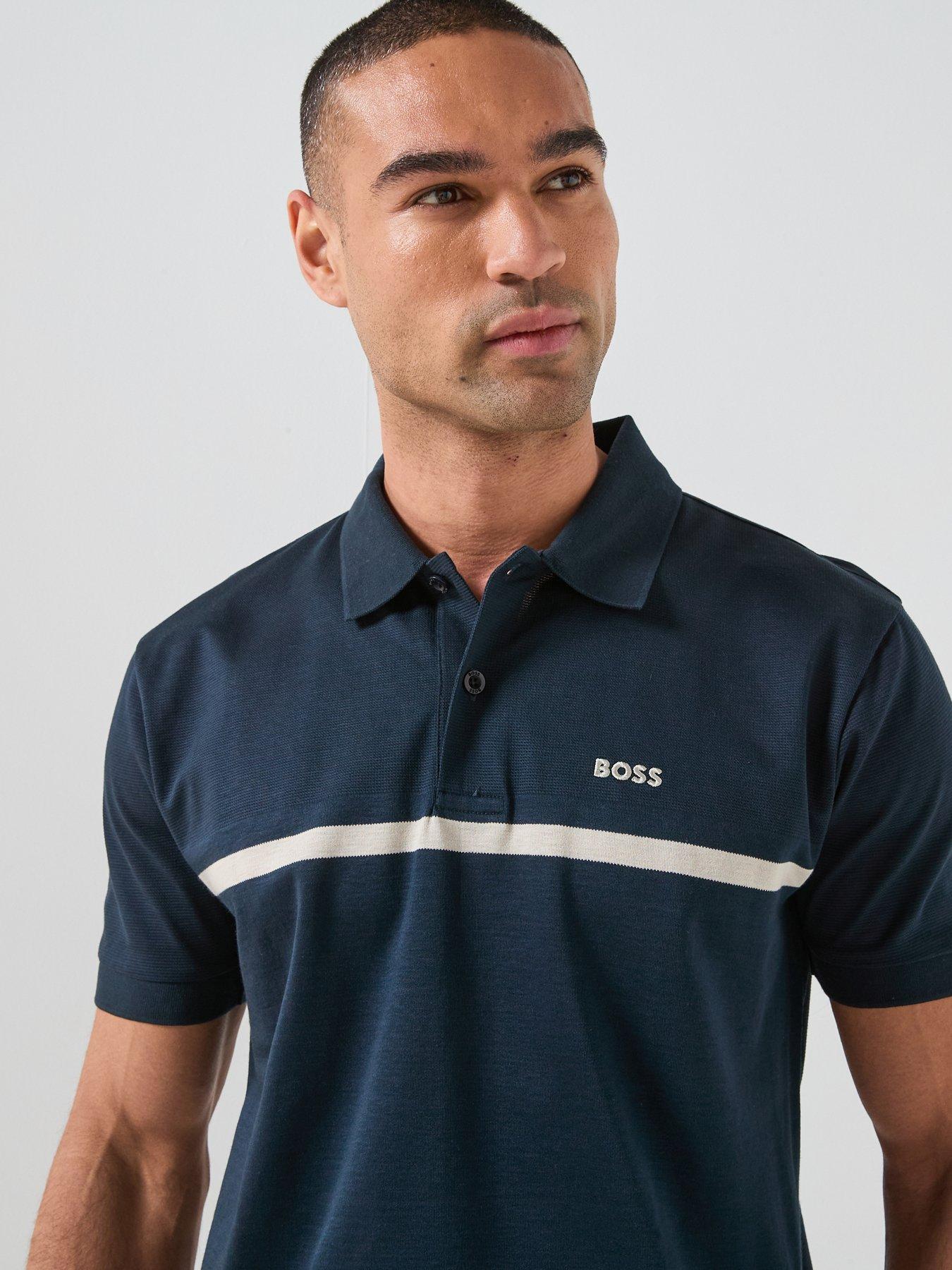 Image 4 of 6 of BOSS Join Paddy Stripe Regular Fit Polo Shirt - Navy