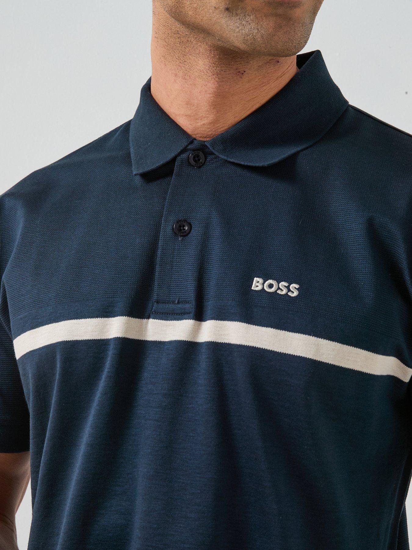 Image 6 of 6 of BOSS Join Paddy Stripe Regular Fit Polo Shirt - Navy