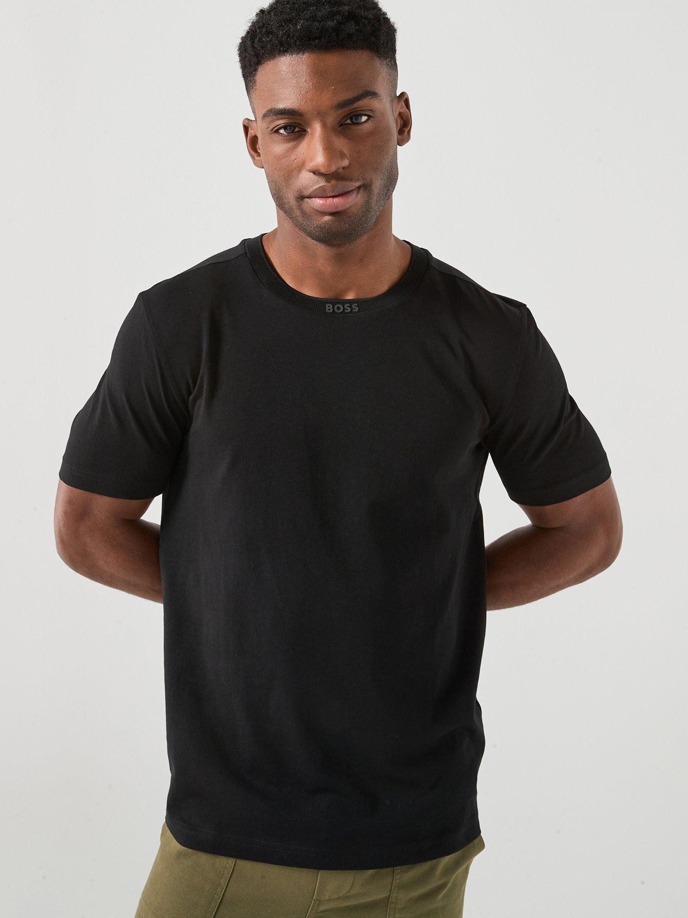BOSS Tee 5 Regular Fit Tipped Collar T-Shirt - Black