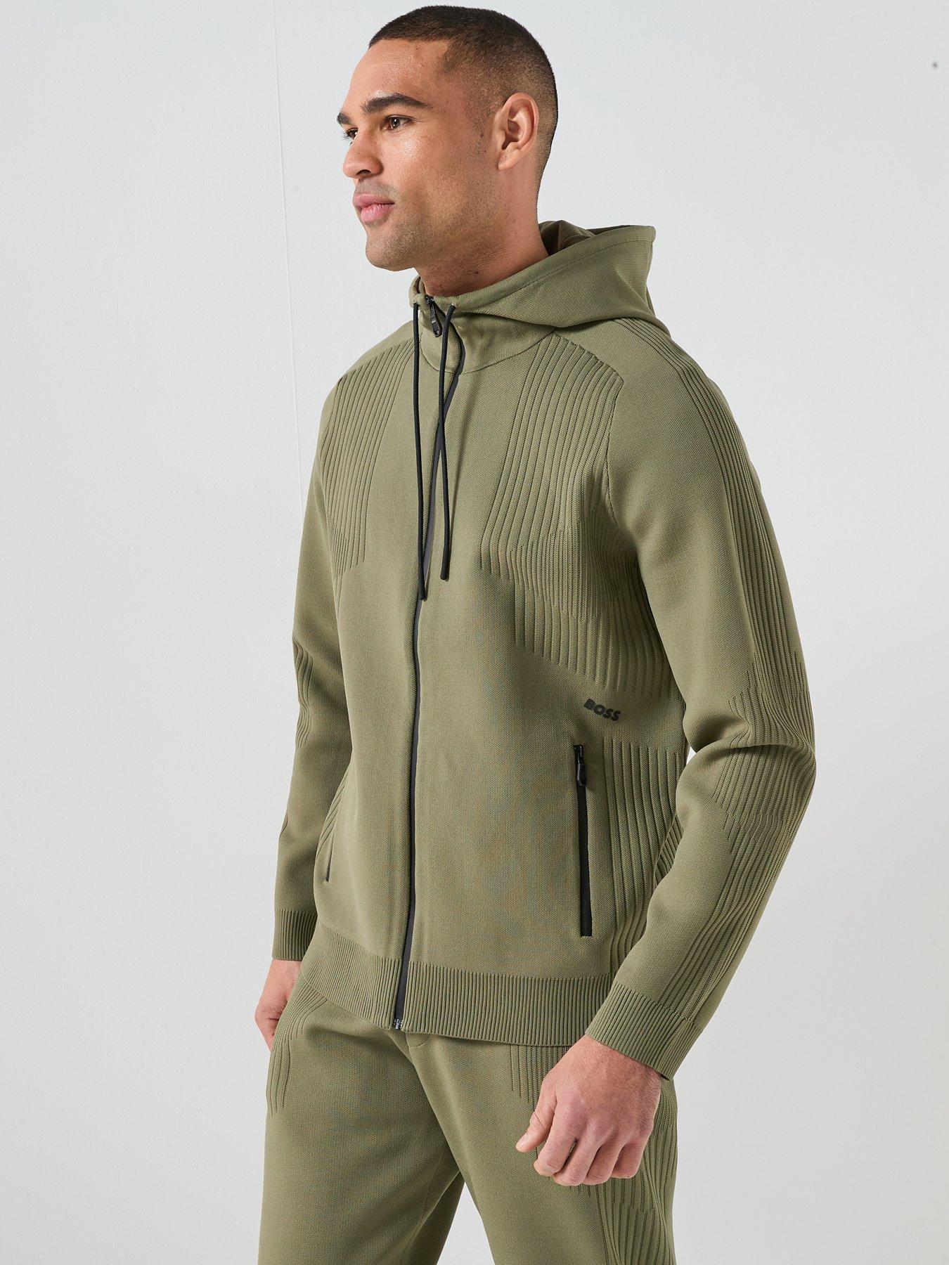 BOSS Boss Kn_active Push Knitted Zip Through Hoodie - Green
