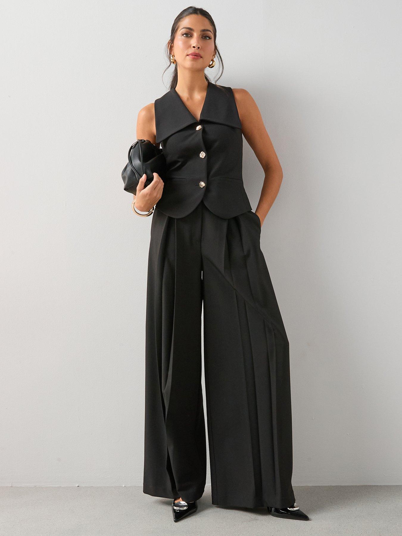 The Very Collection Wide Leg Co Ord Trouser - Black