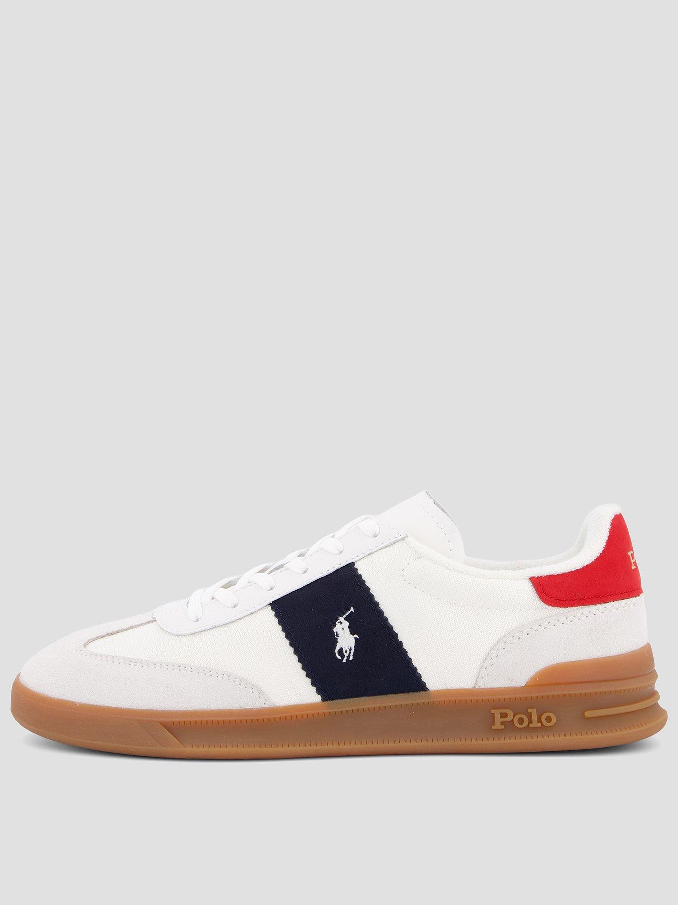 Polo Ralph Lauren Heritage Aera Leather/Suede Sneakers, White, Size 7, Men