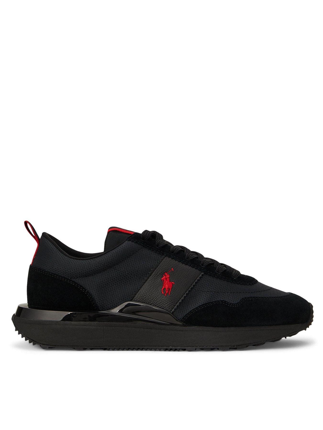 Polo Ralph Lauren Train 89 Suede/Nubuck/Nylon Trainers, Black, Size 7, Men