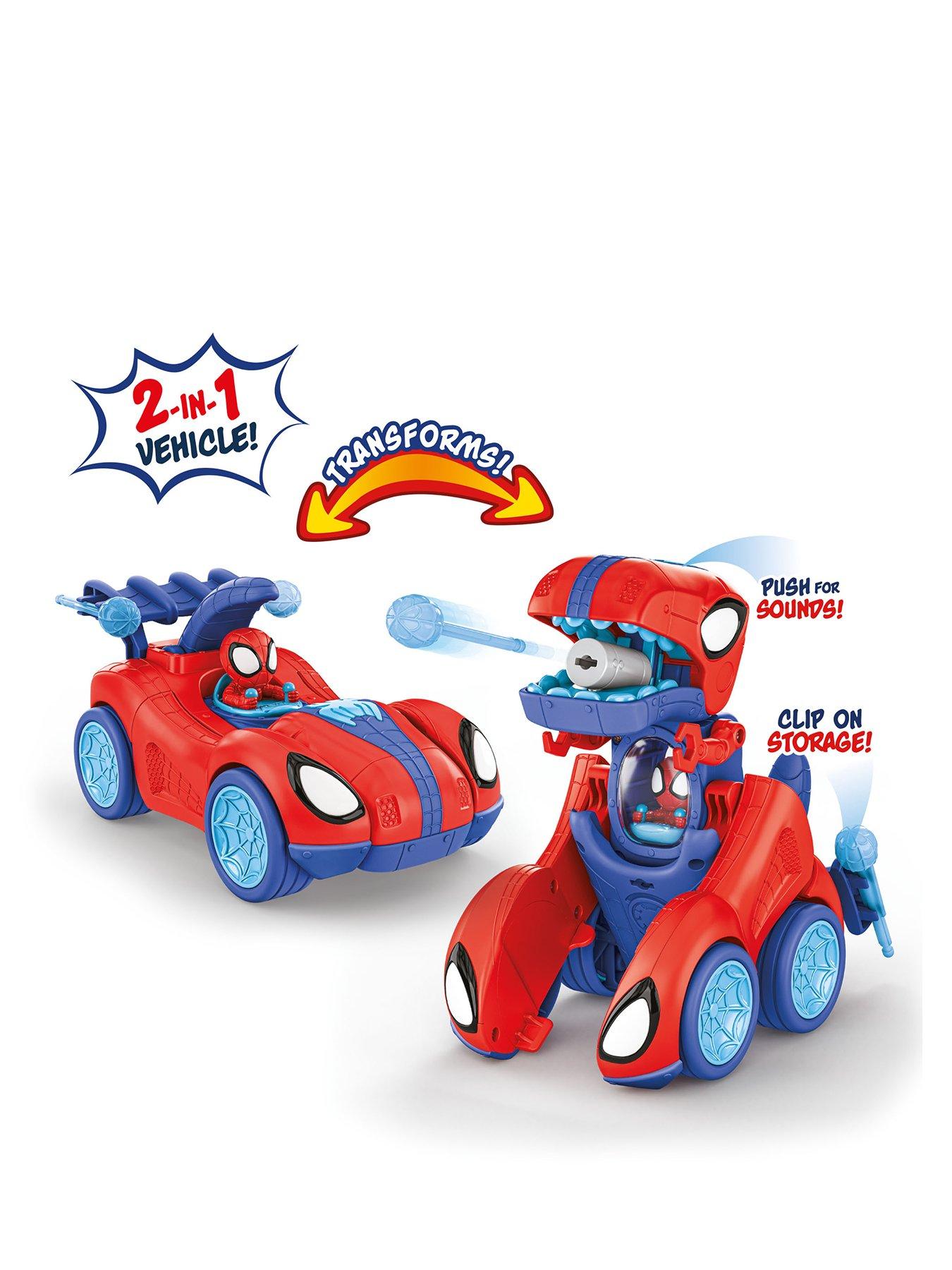 undefined MARVEL Spidey and His Amazing Friends Spidey-Rex Racer - 8-Inch Vehicle with Sounds that Transforms from Vehicle Into Dinosaur
