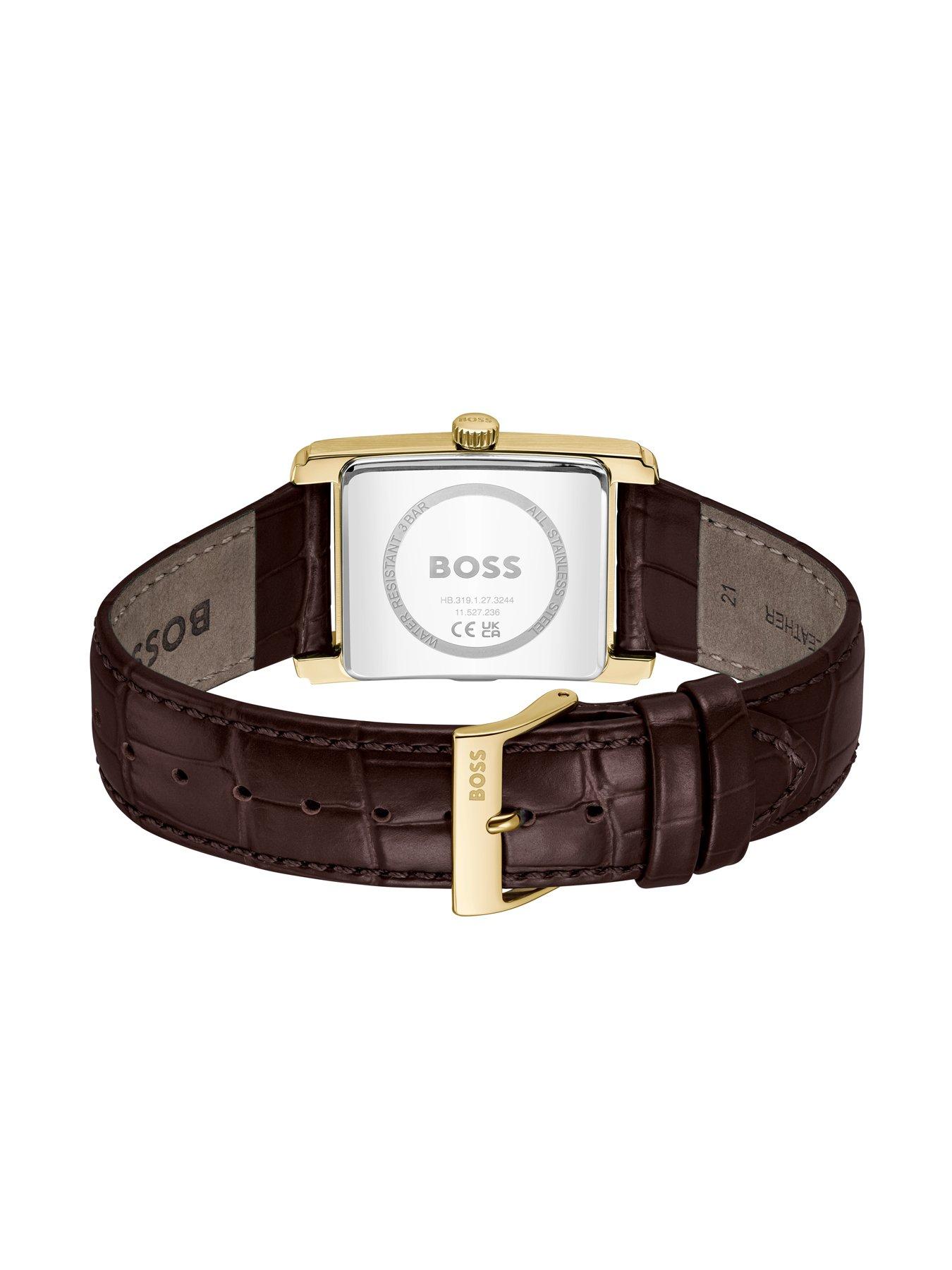 BOSS Gents BOSS Principle Dress Watch with Brown Leather Strap Very