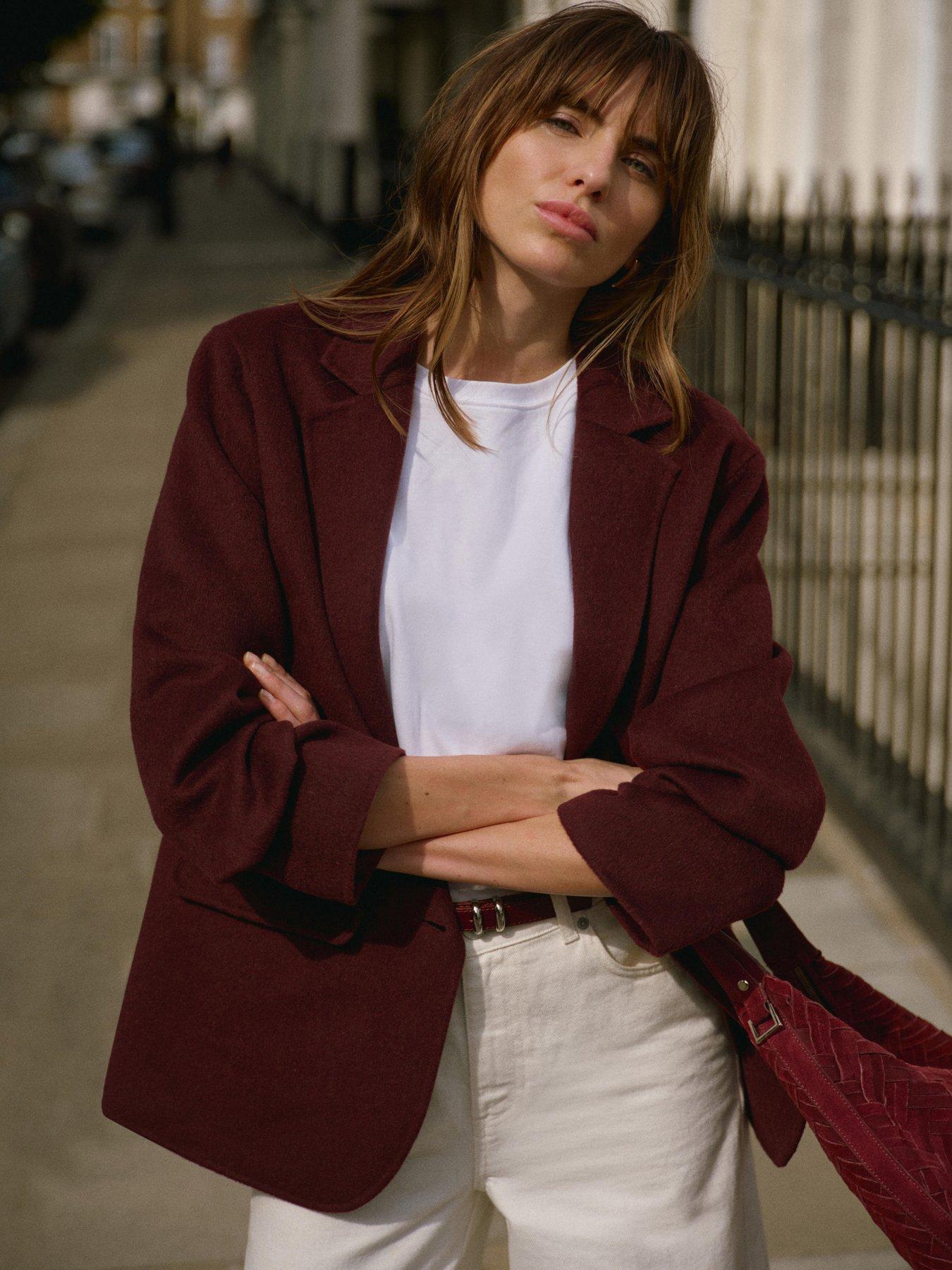 undefined Burgundy Hand Finished Blazer - Red