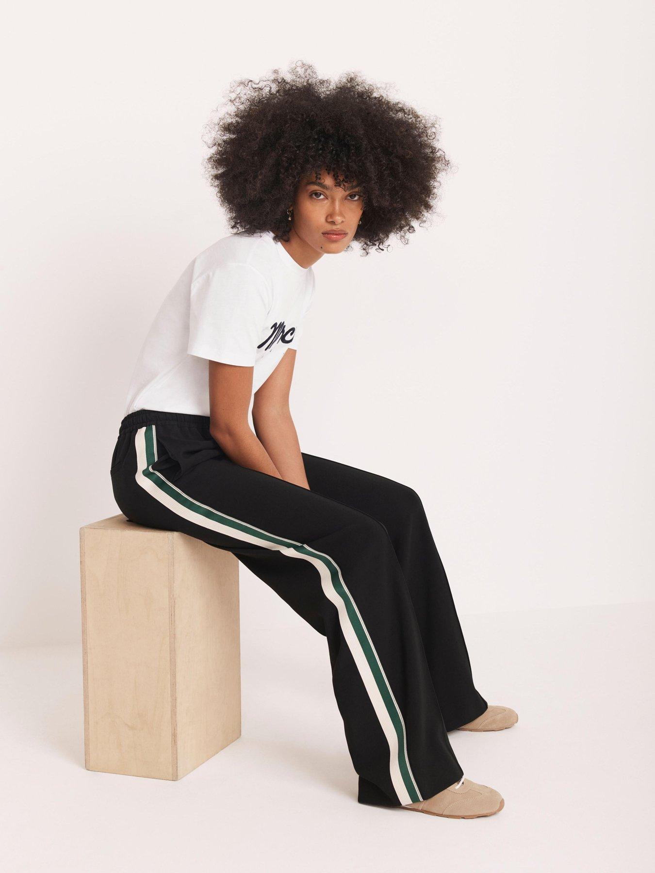 undefined Side Stripe Trousers - Black