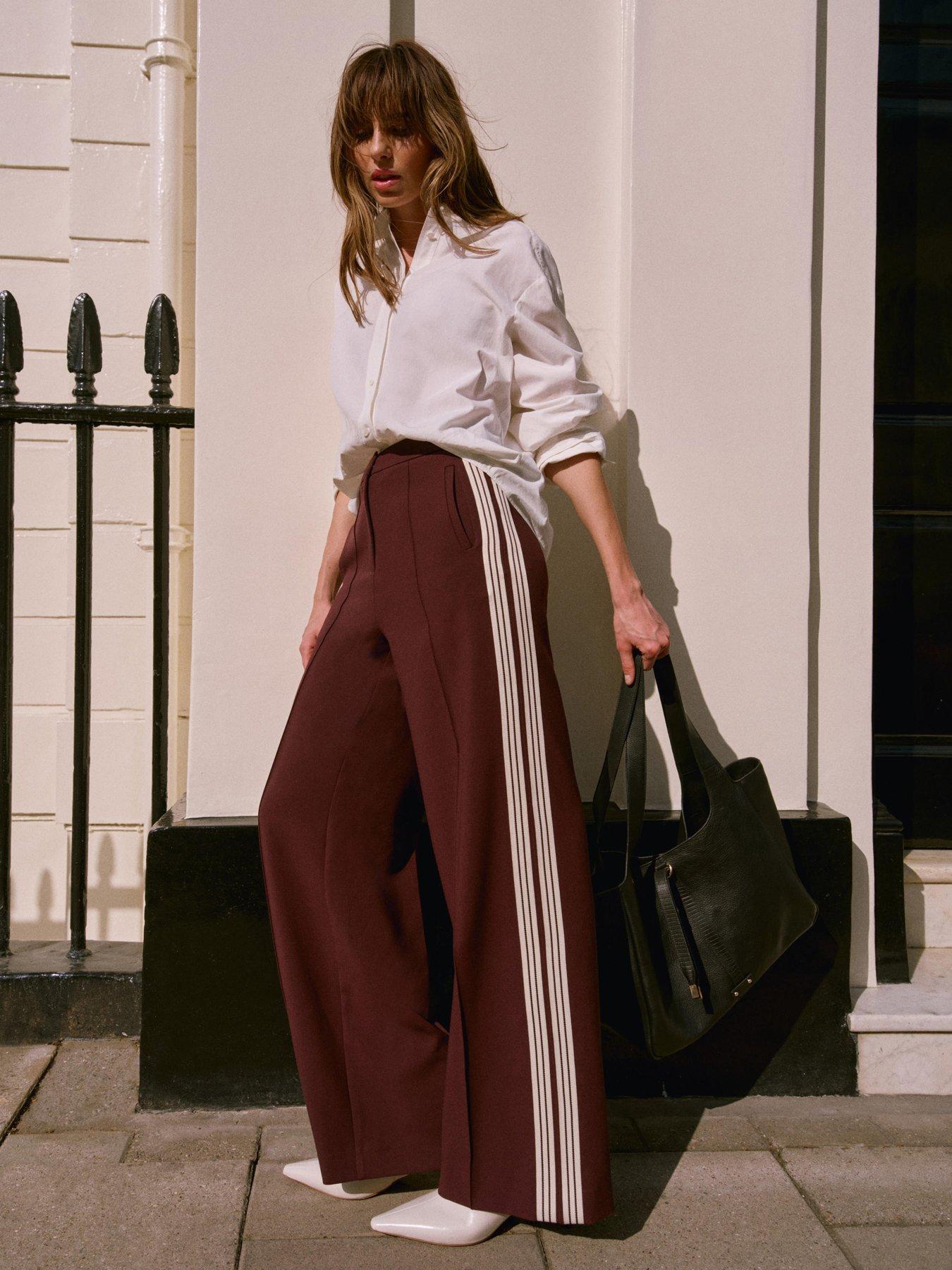 undefined Burgundy Side Stripe Trouser - Red