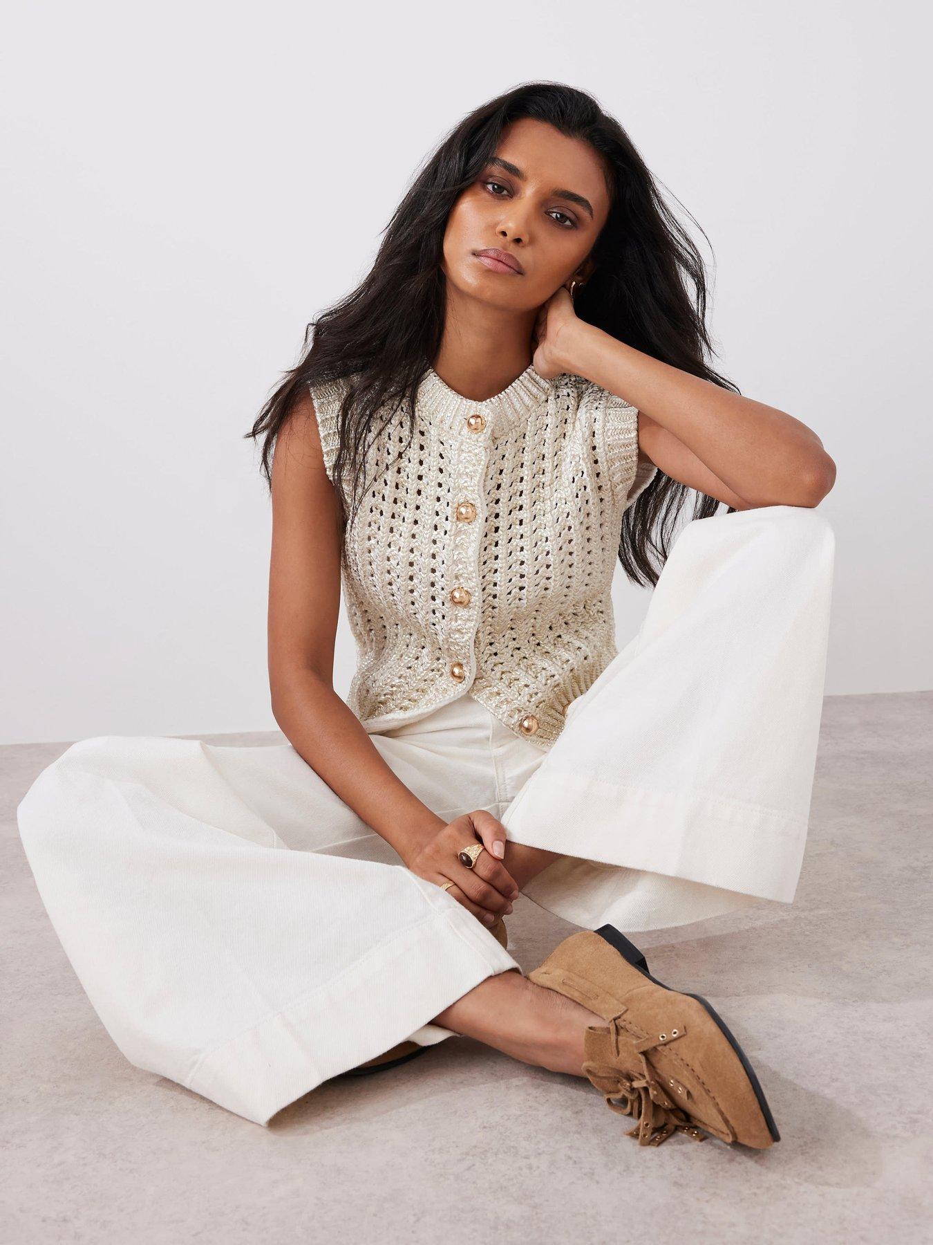 undefined Foil Stitch Knit Tabard - Gold