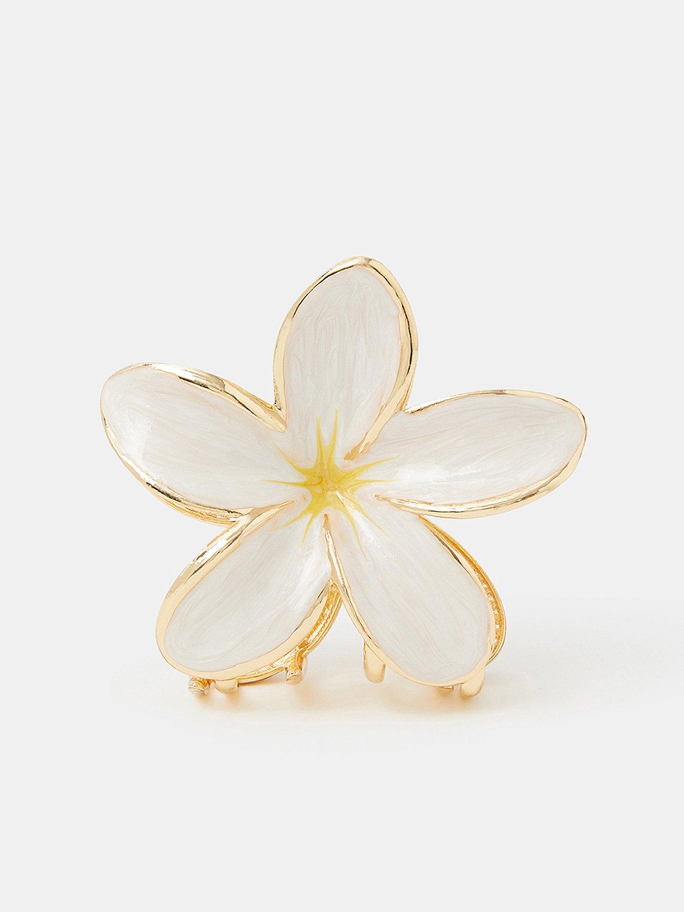 Accessorize Enamel Flower Claw Clip - White