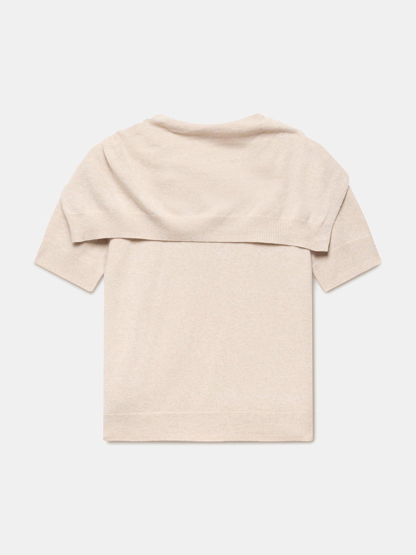Image 6 of 6 of Mint Velvet Neutral Scarf Knit Top - Cream