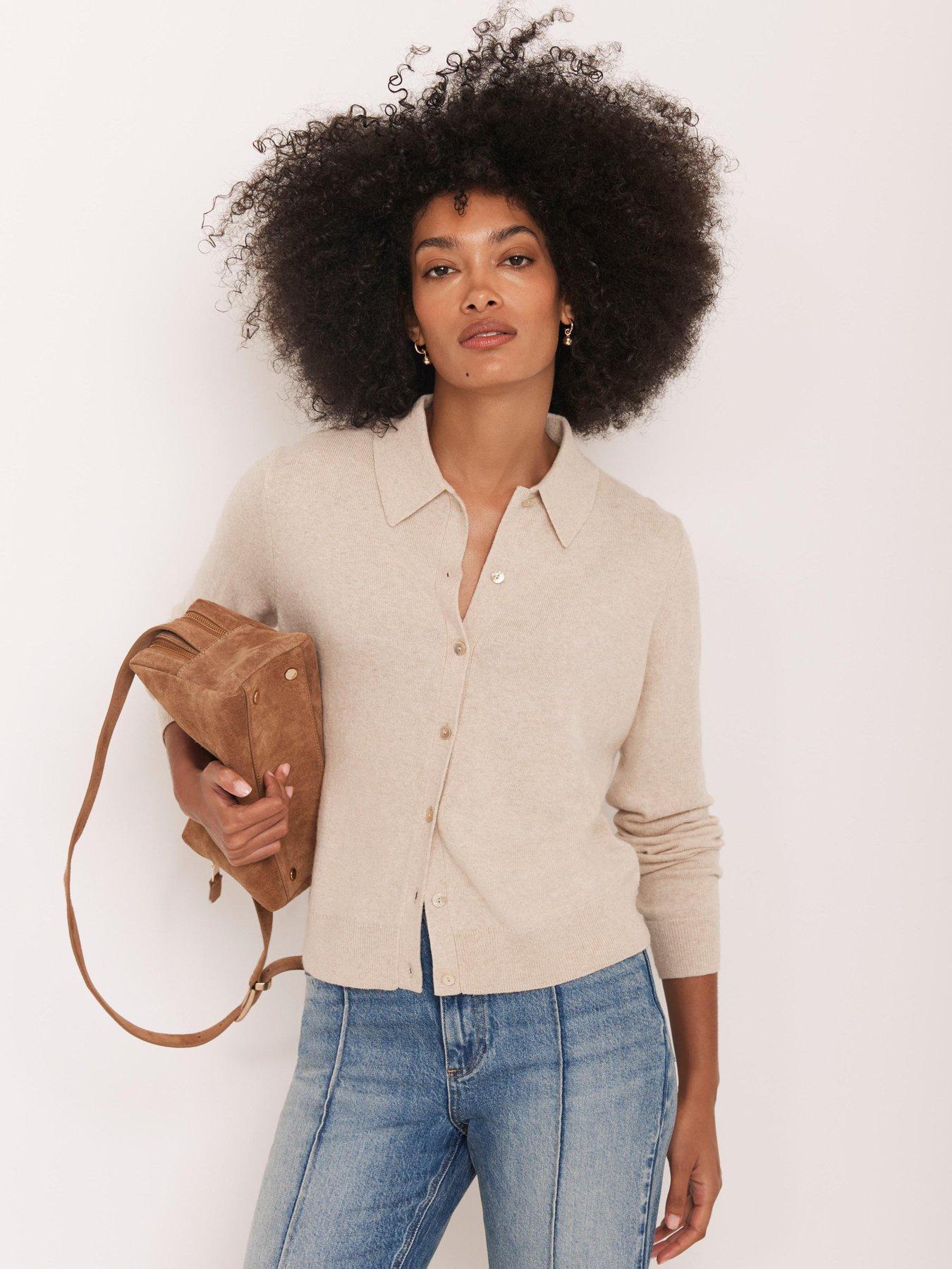 undefined Neutral Button Collar Cardigan - Cream