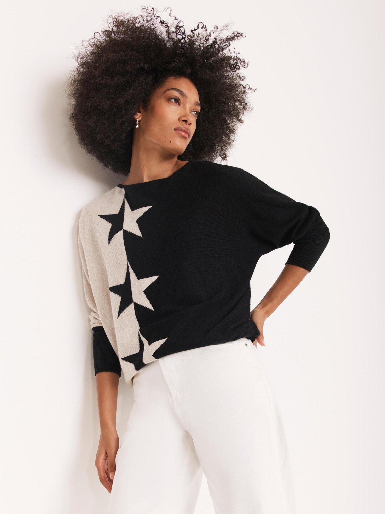 undefined Stone Star Batwing Jumper - Cream