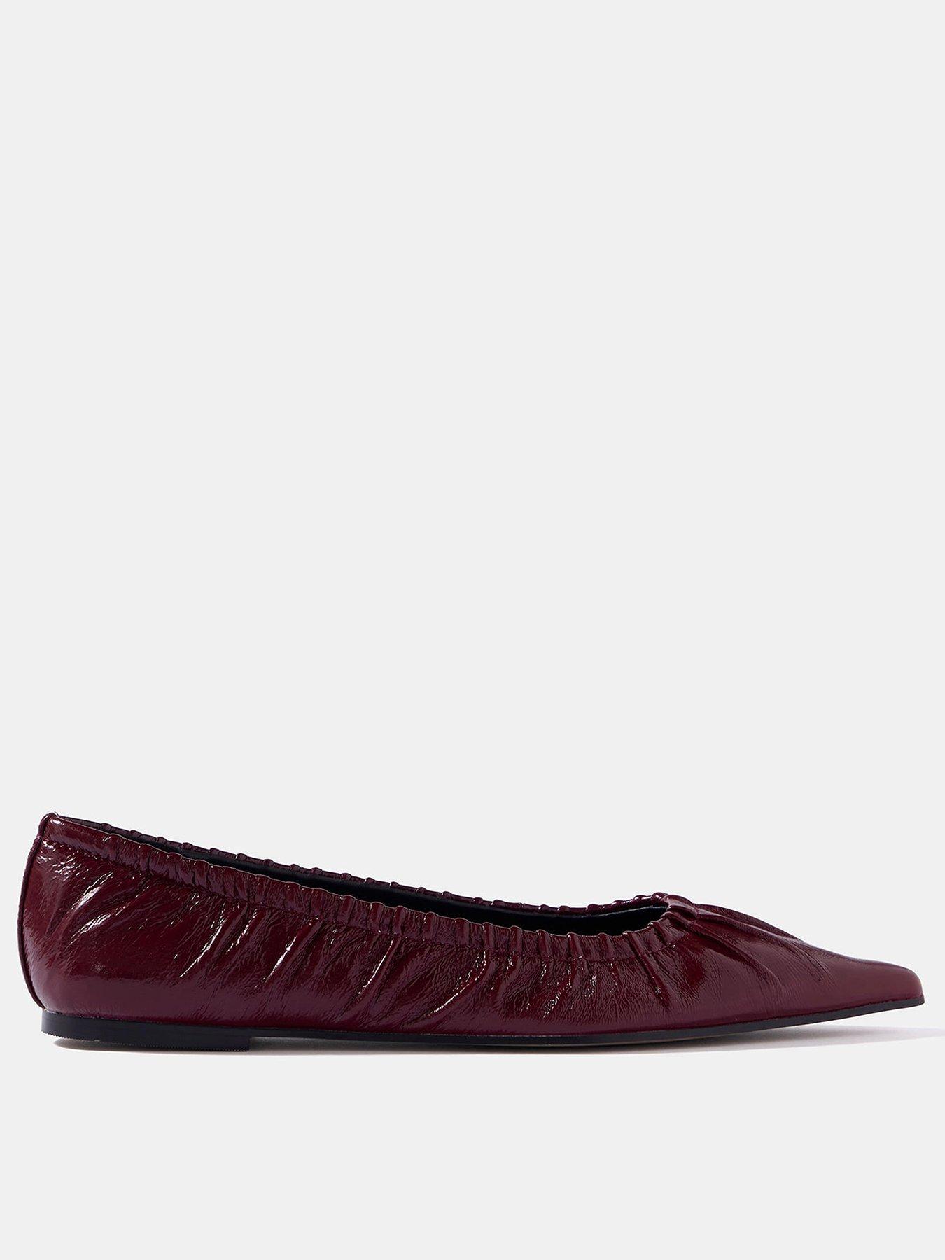 undefined Arella Ruched Flats - Red