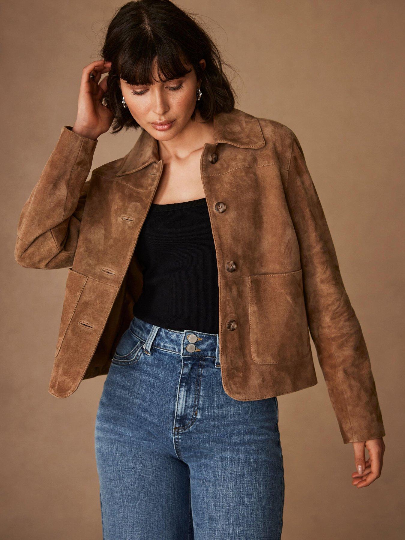 undefined Tan Suede Pocket Detail Jacket - Brown