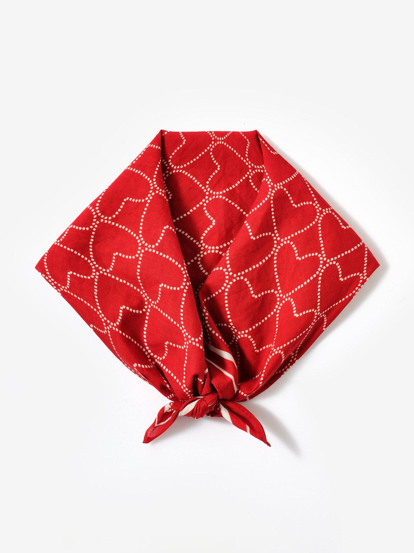 undefined Heart Print Square Neck Scarf - Red