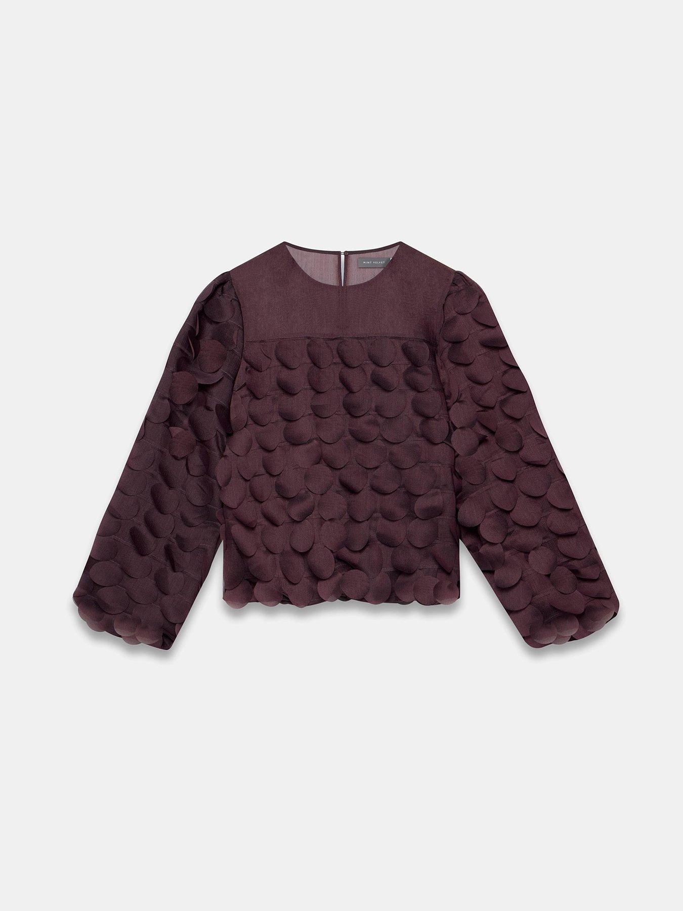 Mint Velvet Burgundy Textured Top - Red | Very