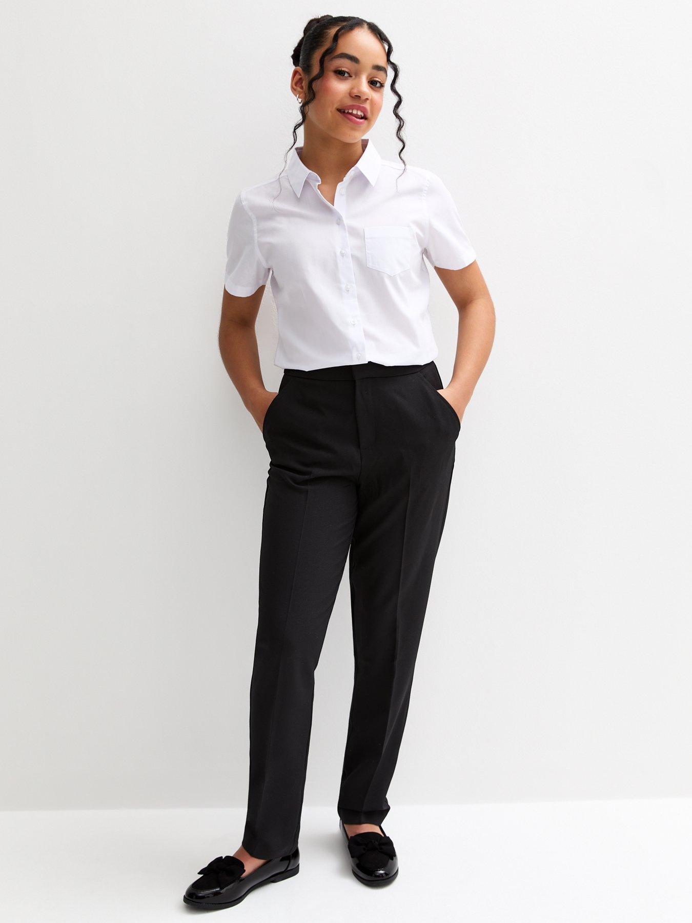 undefined Girls Black Straight Leg School Trousers