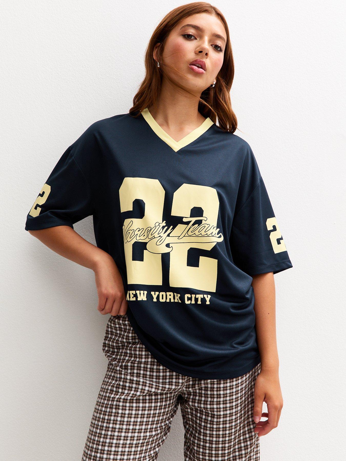 undefined Girls Navy 22 Varsity Team Nyc Football Top