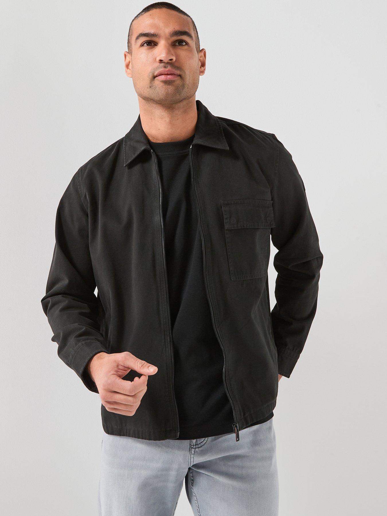 BOSS Cotton Twill Zip Overshirt - Black