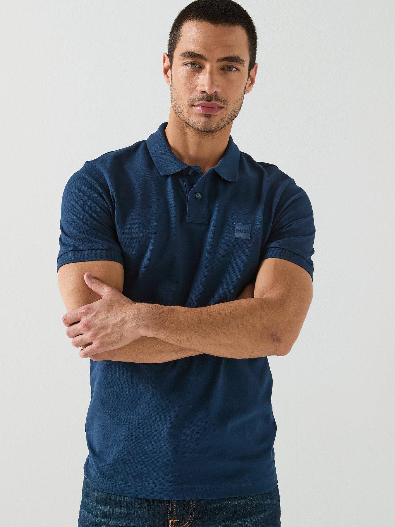Image 1 of 4 of BOSS Passenger Slim Fit Tonal Patch Logo Polo Shirt - Blue