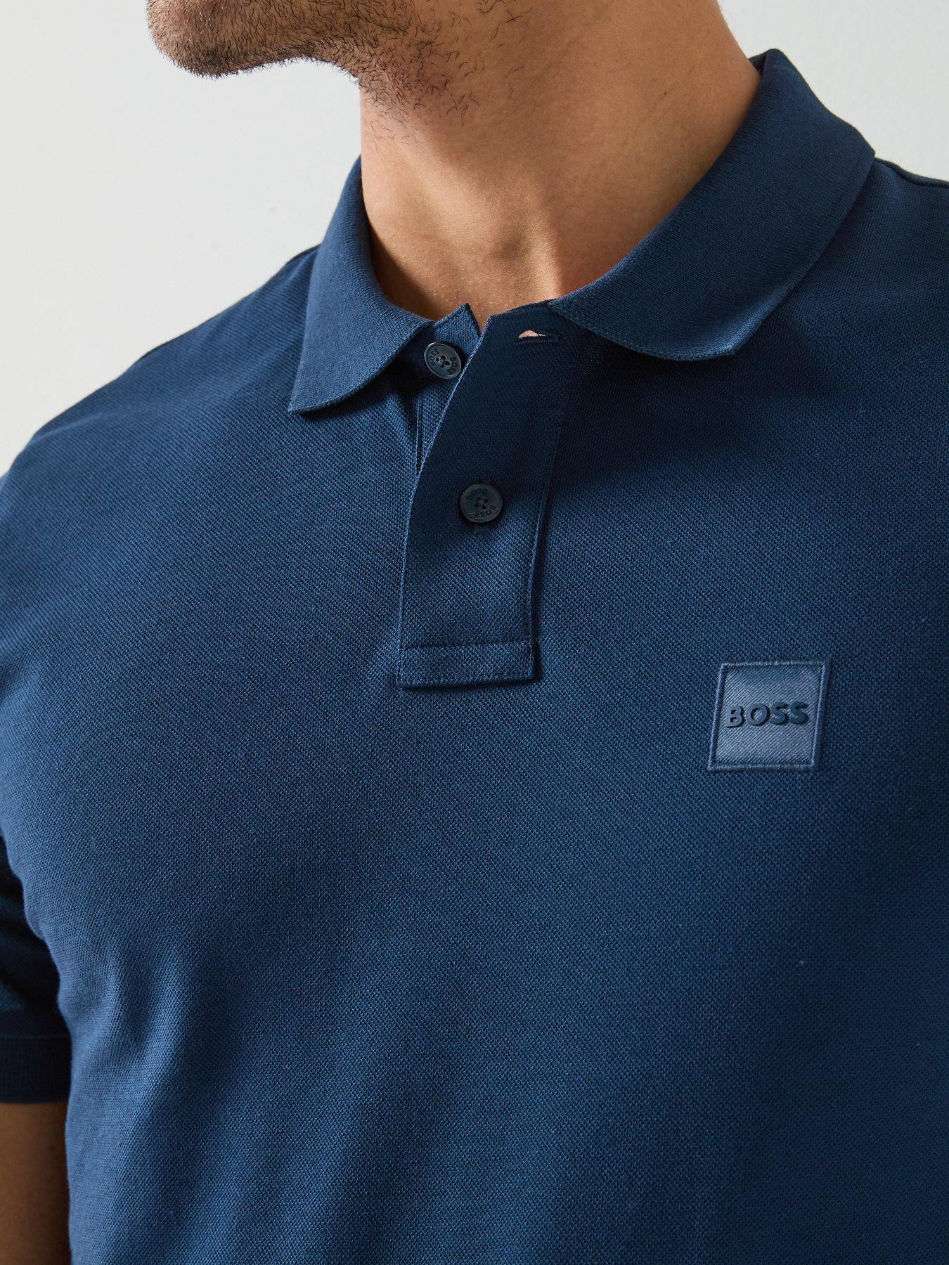 Image 4 of 4 of BOSS Passenger Slim Fit Tonal Patch Logo Polo Shirt - Blue