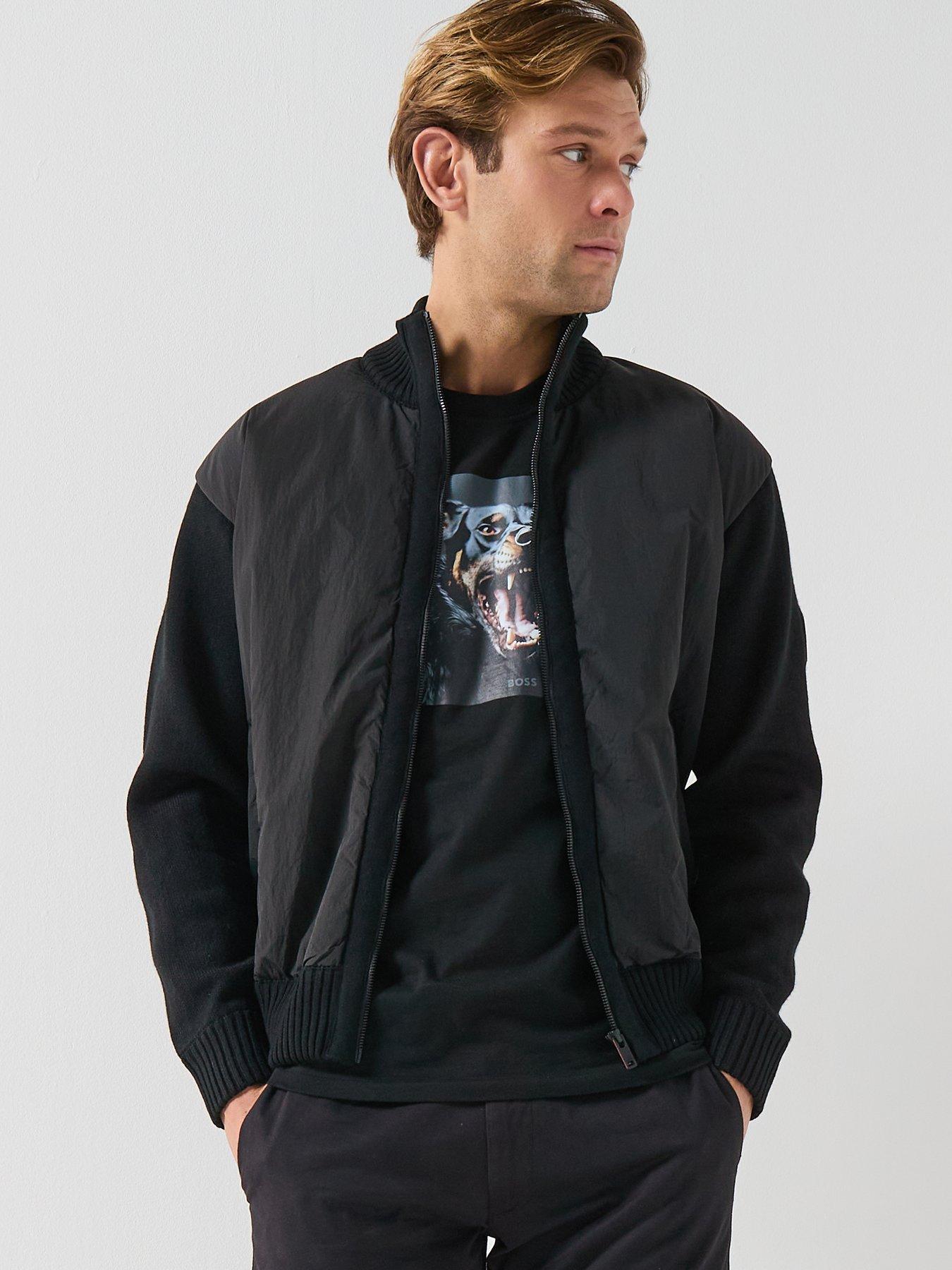 BOSS Korado Hybrid Zip Through Knitted Jumper - Black