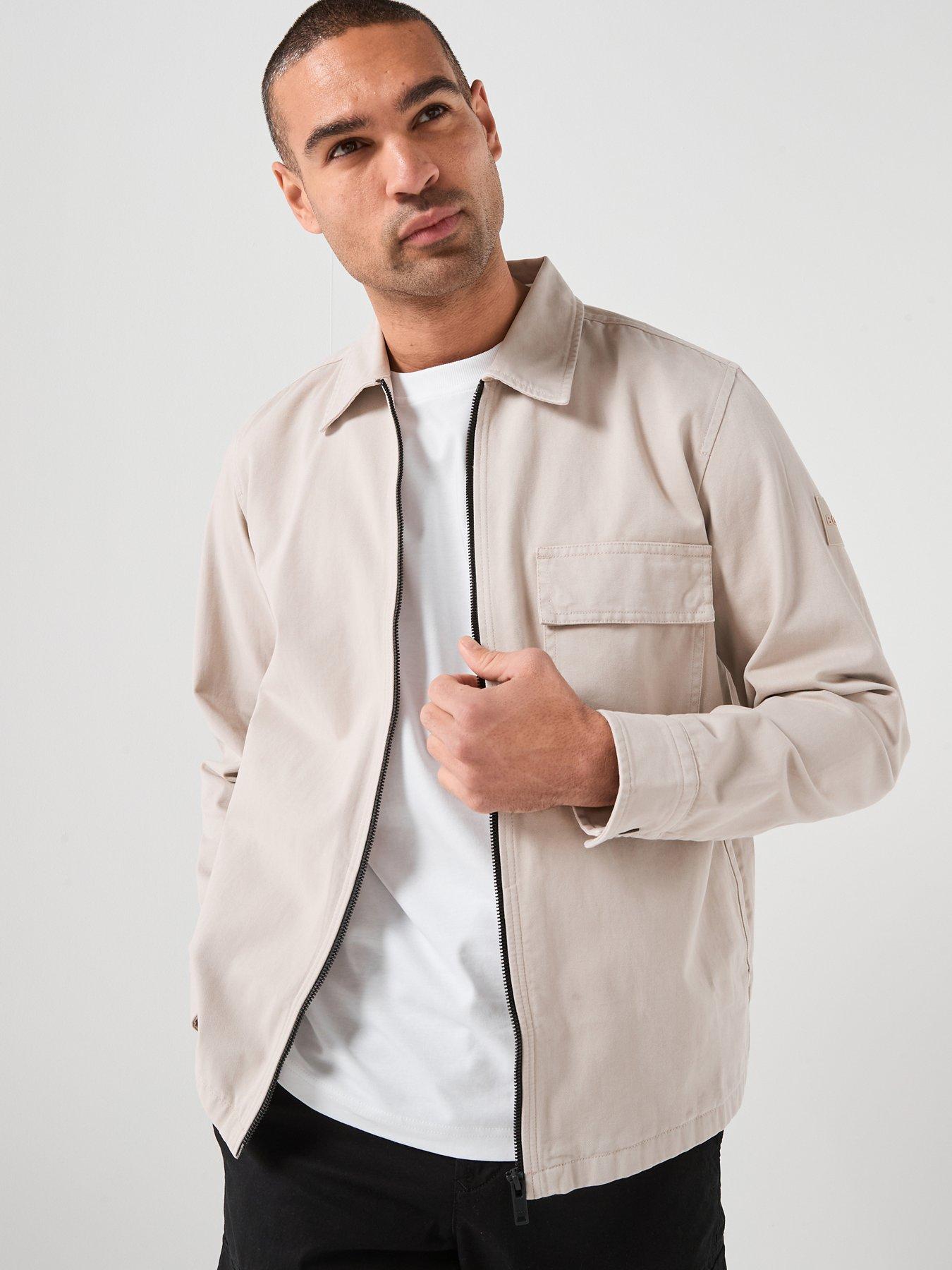 Image 1 of 6 of BOSS Lorum_m Cotton Twill Zip Overshirt - Grey