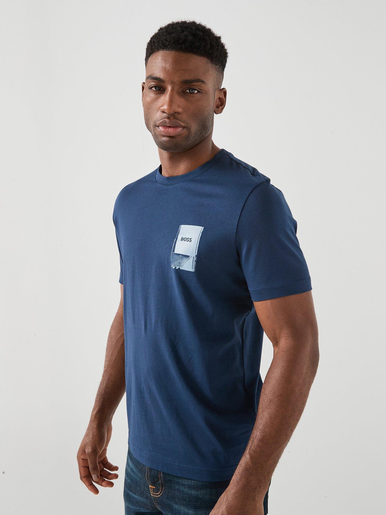 BOSS Te_Plain Small Chest Graphic T-Shirt - Blue