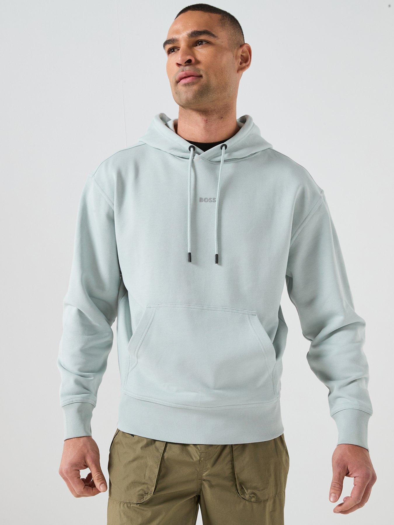 BOSS Wesmallhood Regular Fit Centre Logo Overhead Hoodie - Grey