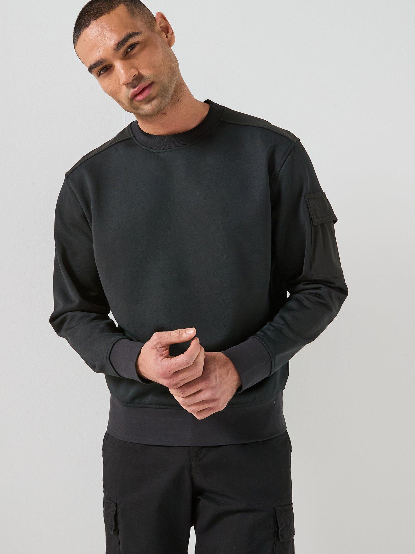 BOSS We_functional Nylon Arm Pocket Crew Sweat - Black