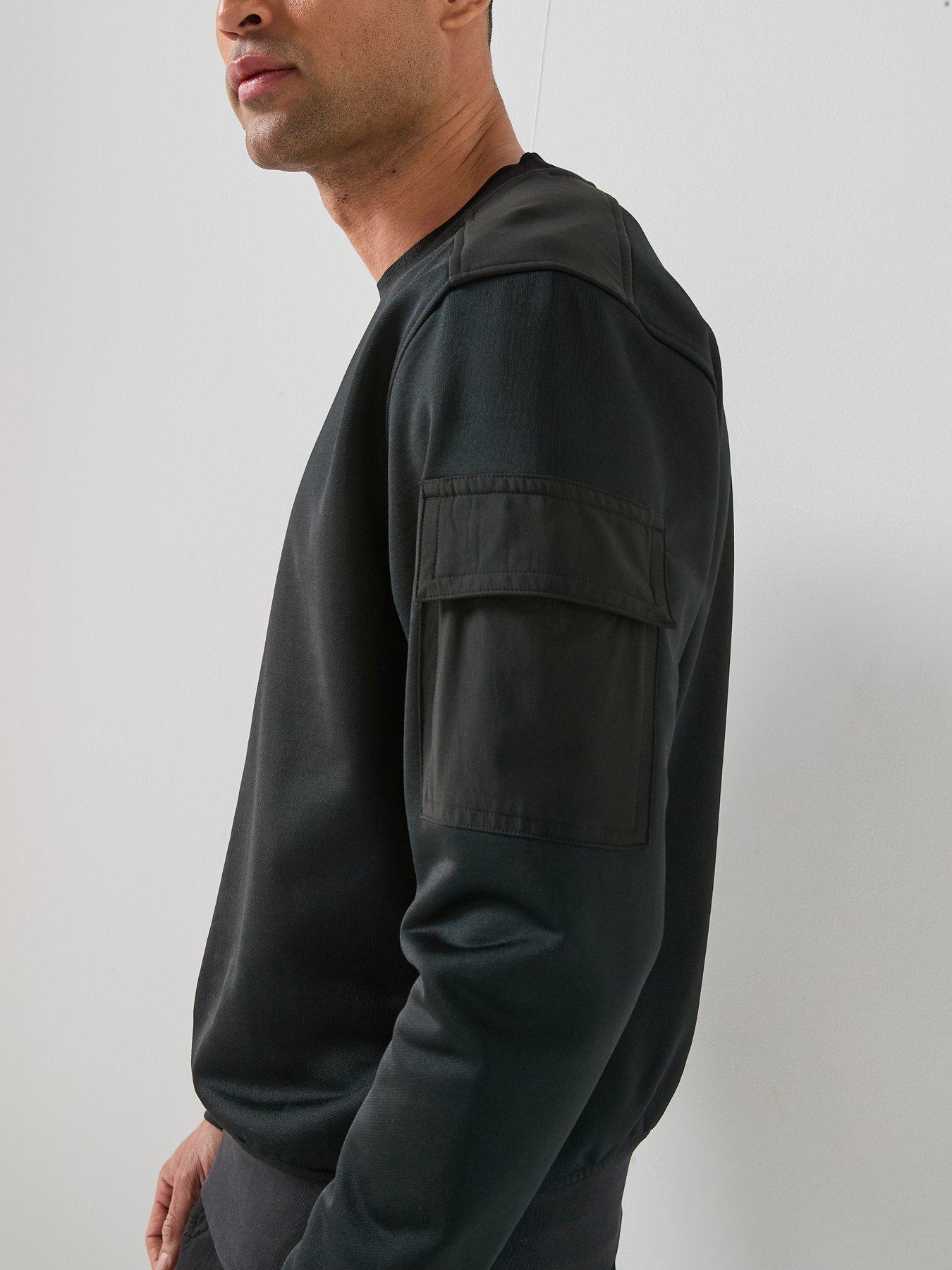 Image 5 of 6 of BOSS Arm Pocket Crew Sweatshirt - Black