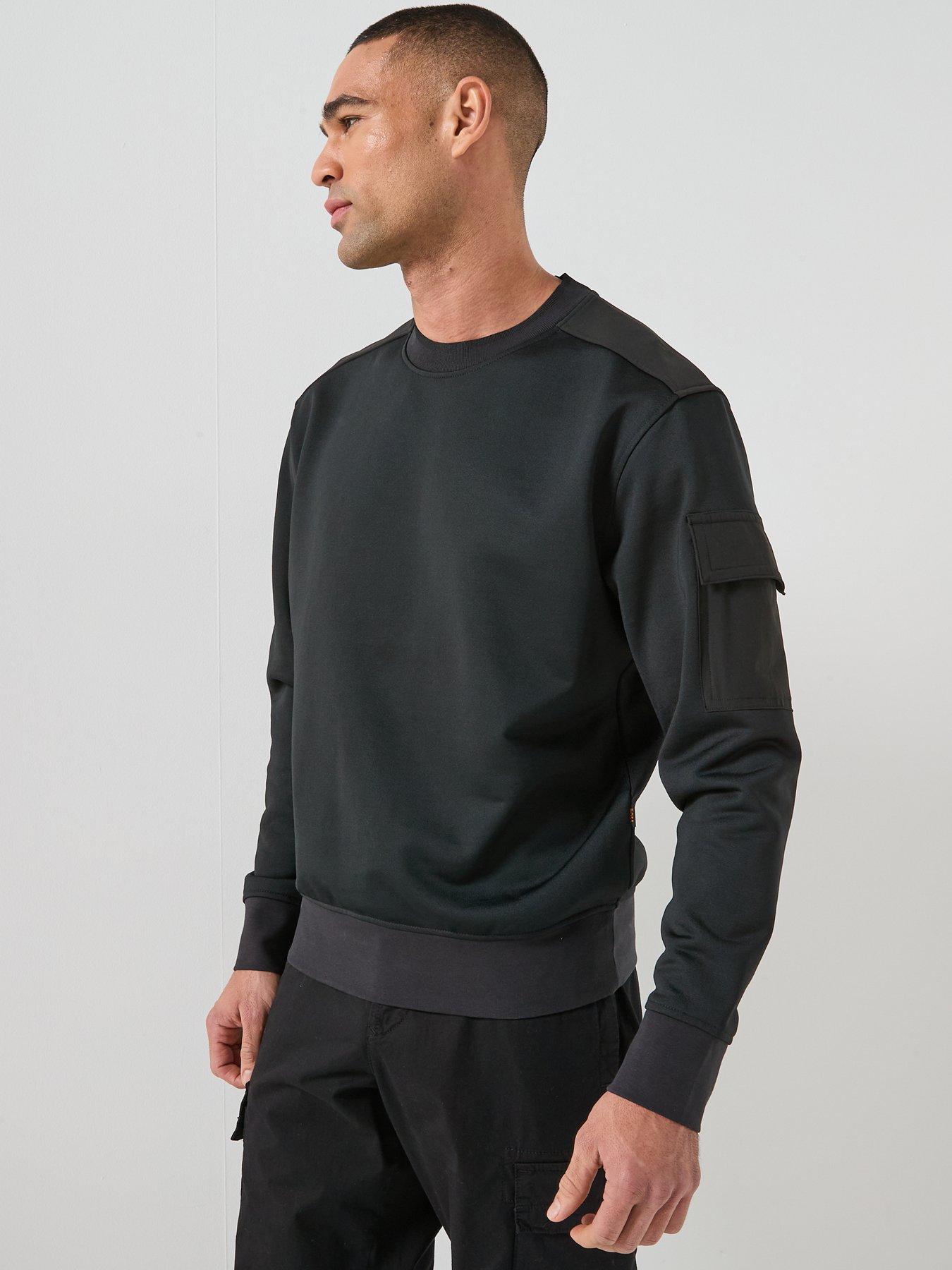 Image 6 of 6 of BOSS Arm Pocket Crew Sweatshirt - Black