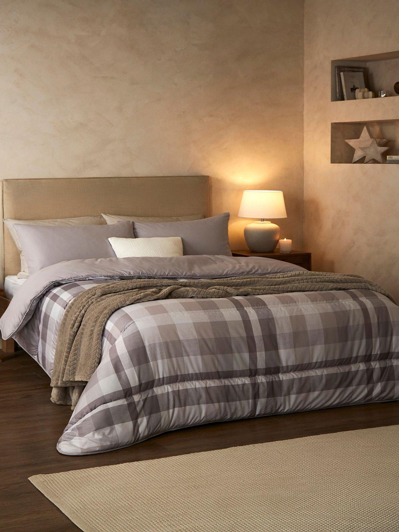 Night Lark Natural Check 10.5 Tog Coverless Duvet Set - Natural