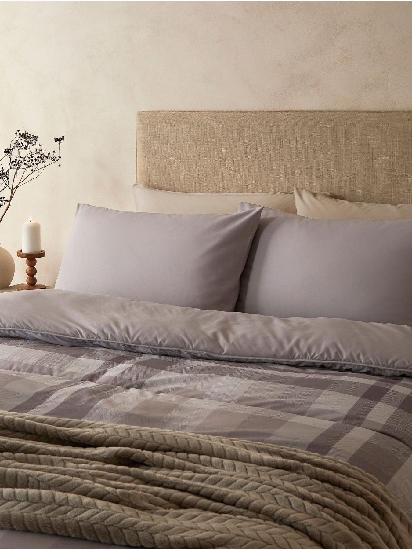 Image 3 of 5 of Night Lark Natural Check 10.5 Tog Coverless Duvet Set inlcudes Pillowcases - Natural