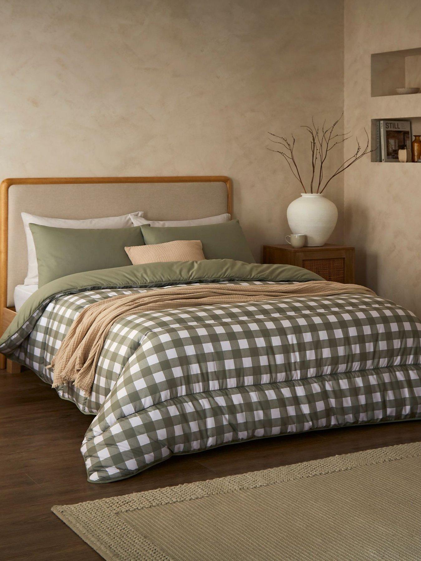 Night Lark Gingham Olive 10.5 Tog Coverless Duvet Set