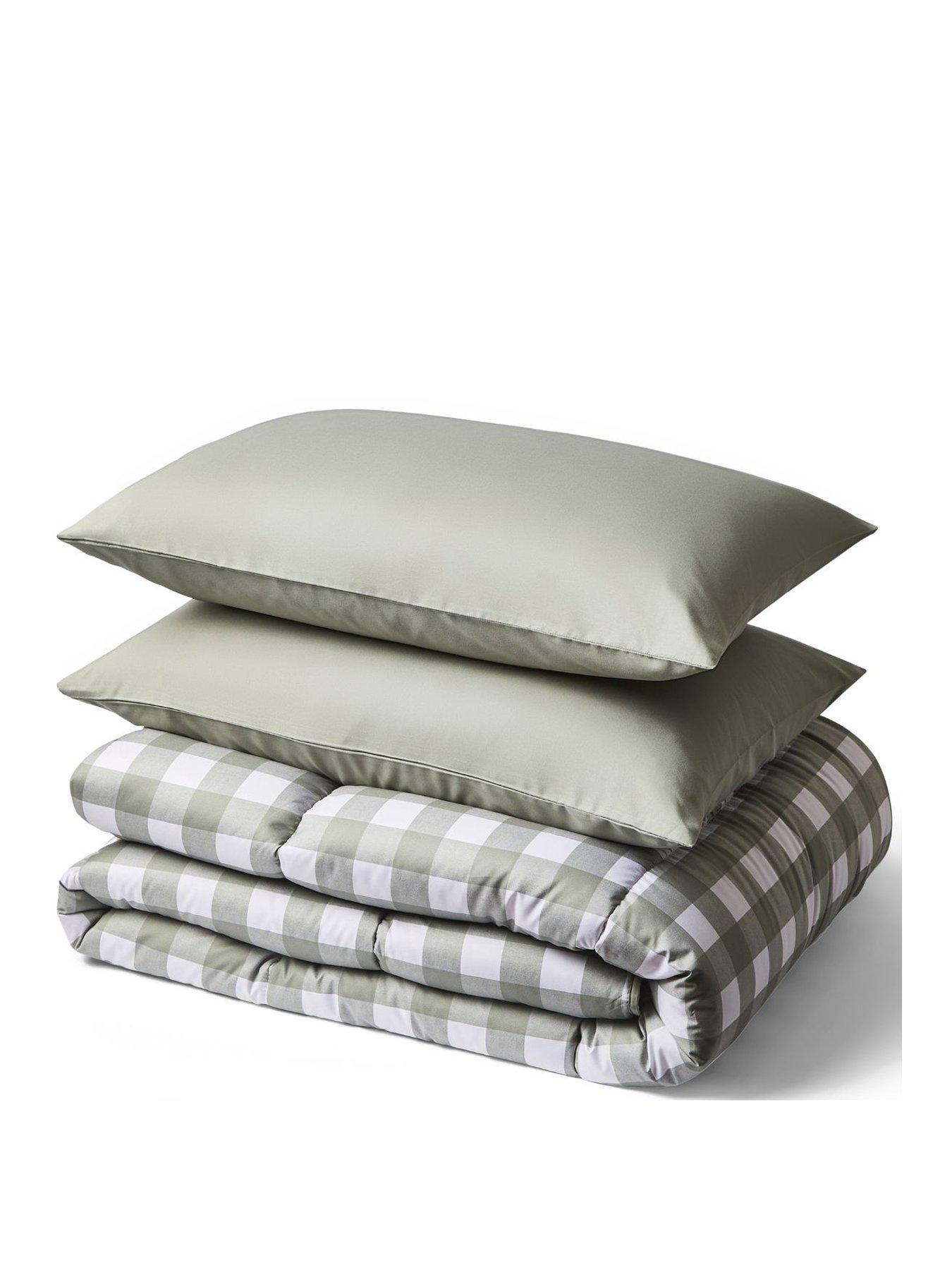 Image 2 of 5 of Night Lark Gingham Olive 10.5 Tog Coverless Duvet Set includes Pillowcases