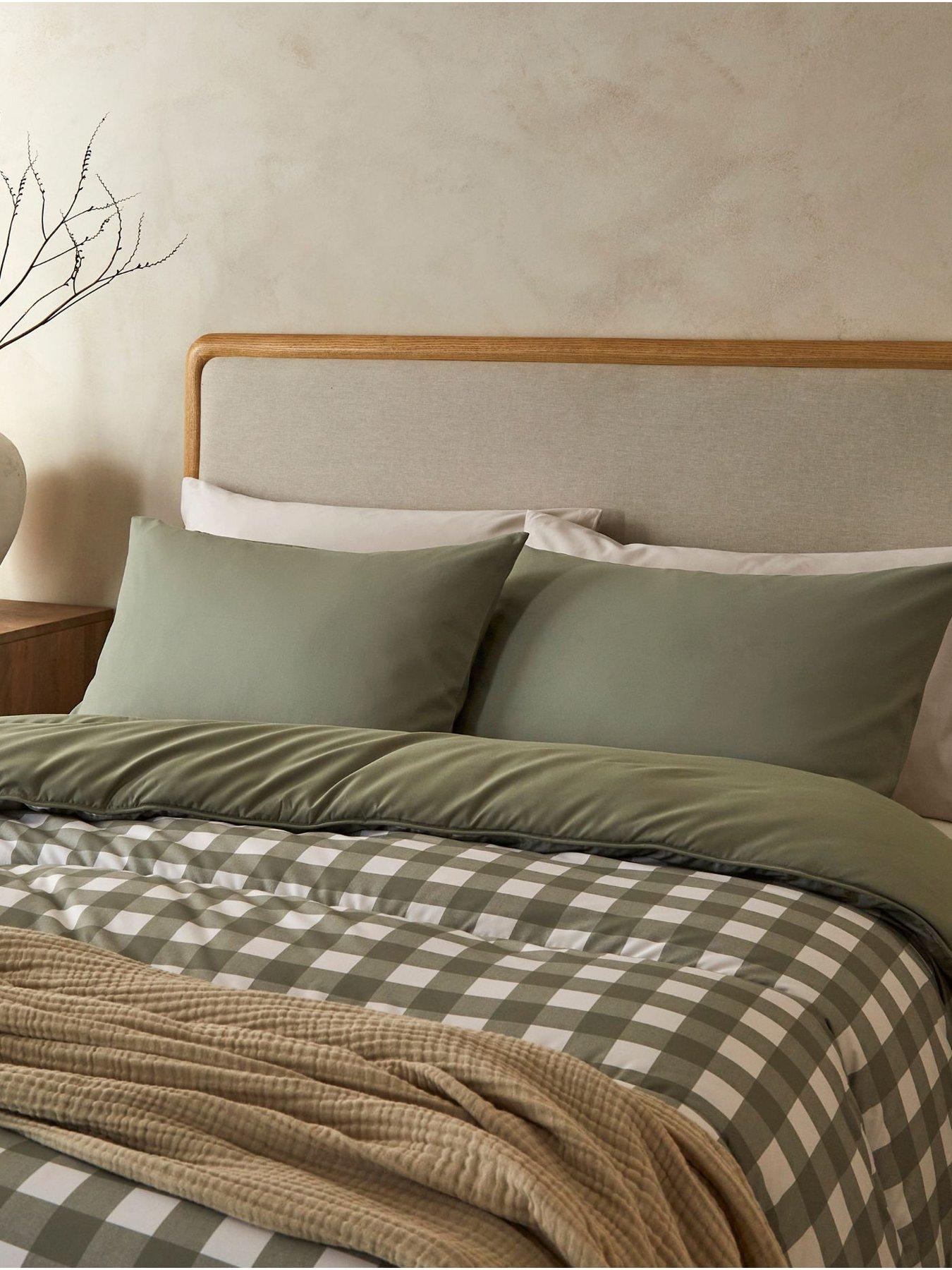 Image 3 of 5 of Night Lark Gingham Olive 10.5 Tog Coverless Duvet Set includes Pillowcases