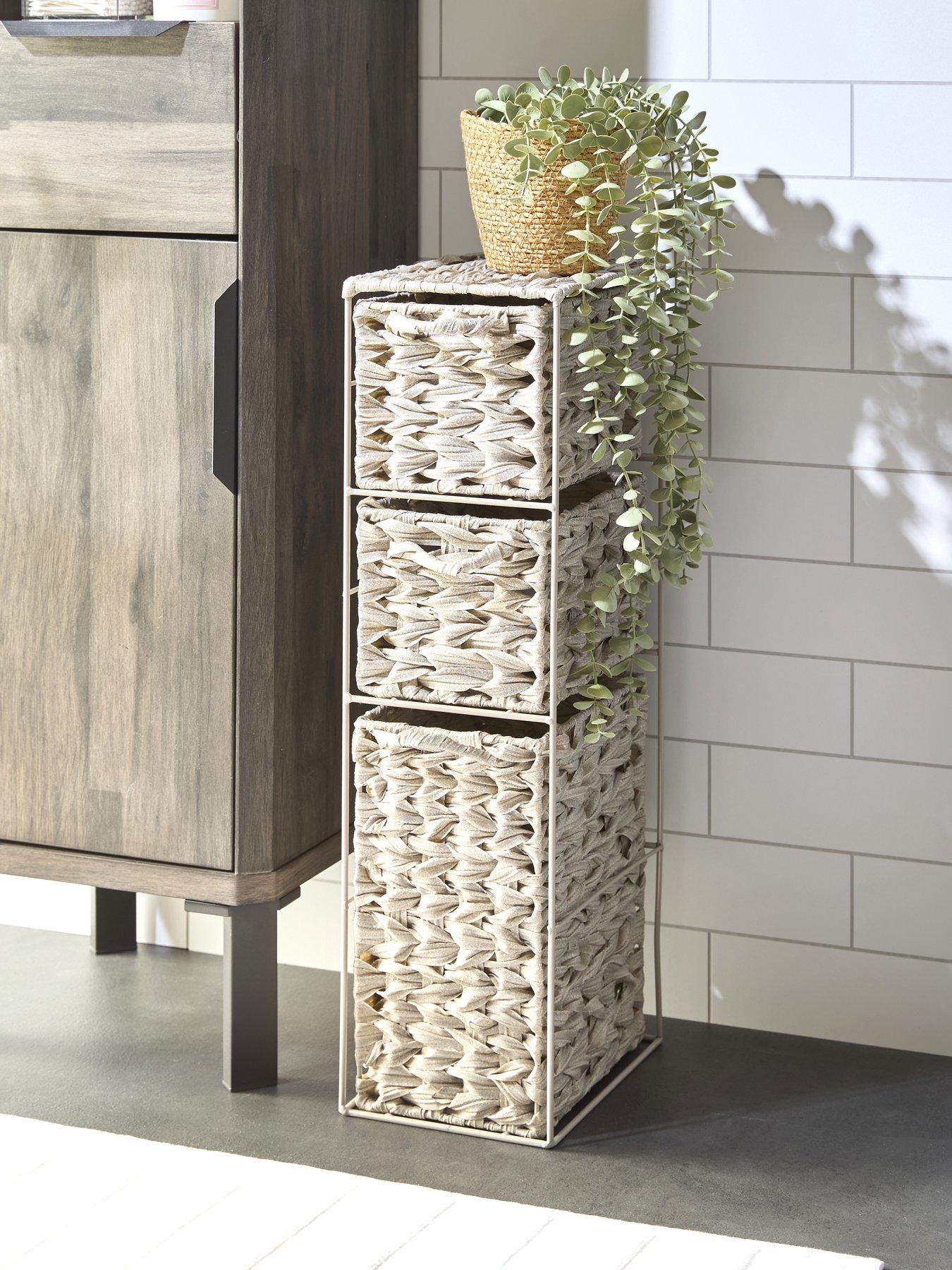 The Very Collection 3 Tier Woven Slim Bathroom Storage Drawers