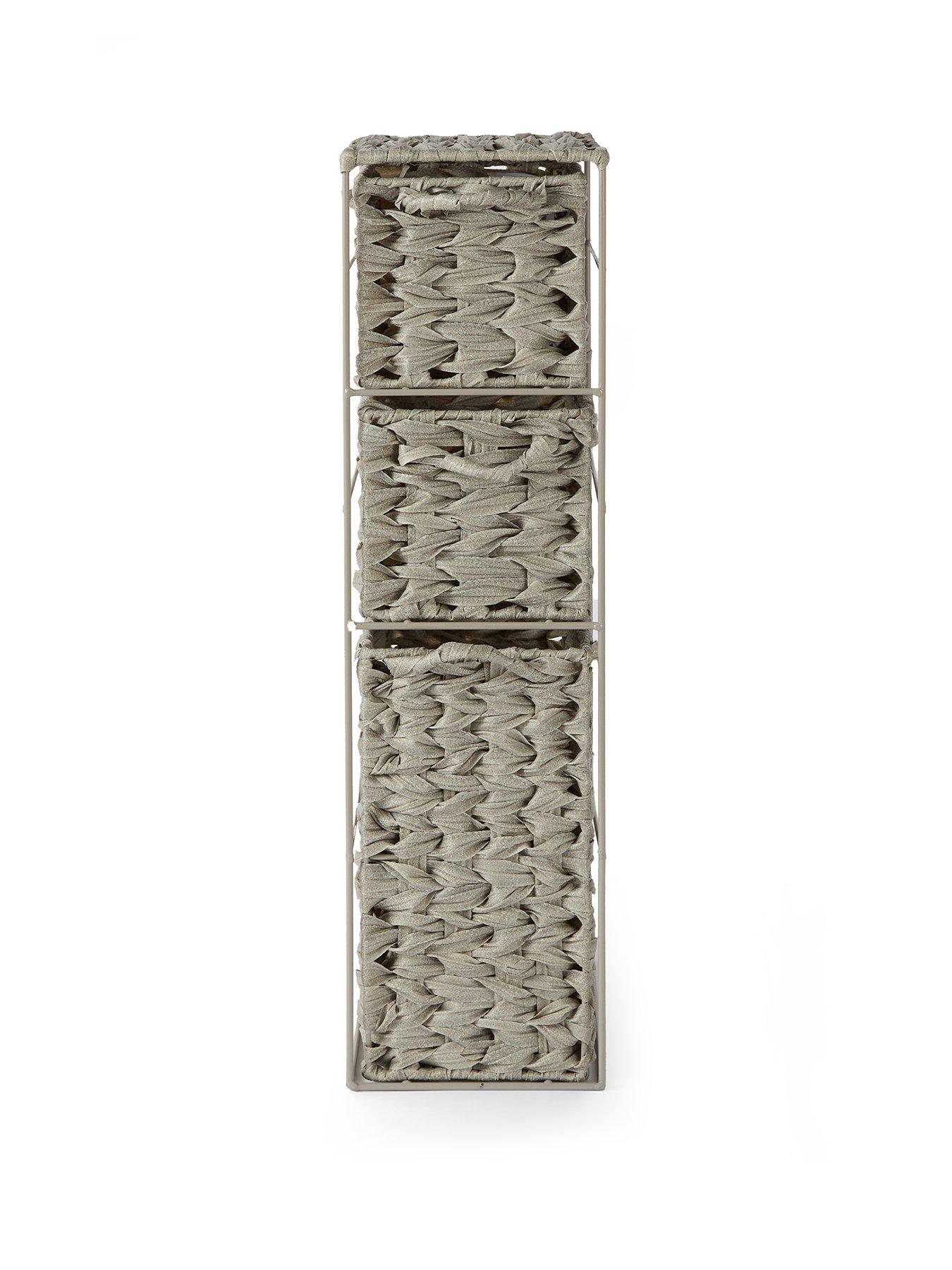 The Very Collection 3 Tier Woven Slim Bathroom Storage Drawers | Very