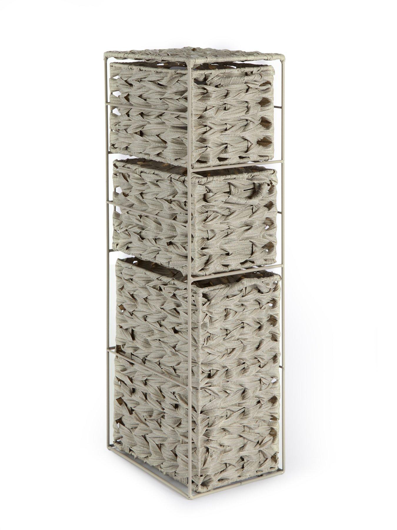 The Very Collection 3 Tier Woven Slim Bathroom Storage Drawers | Very