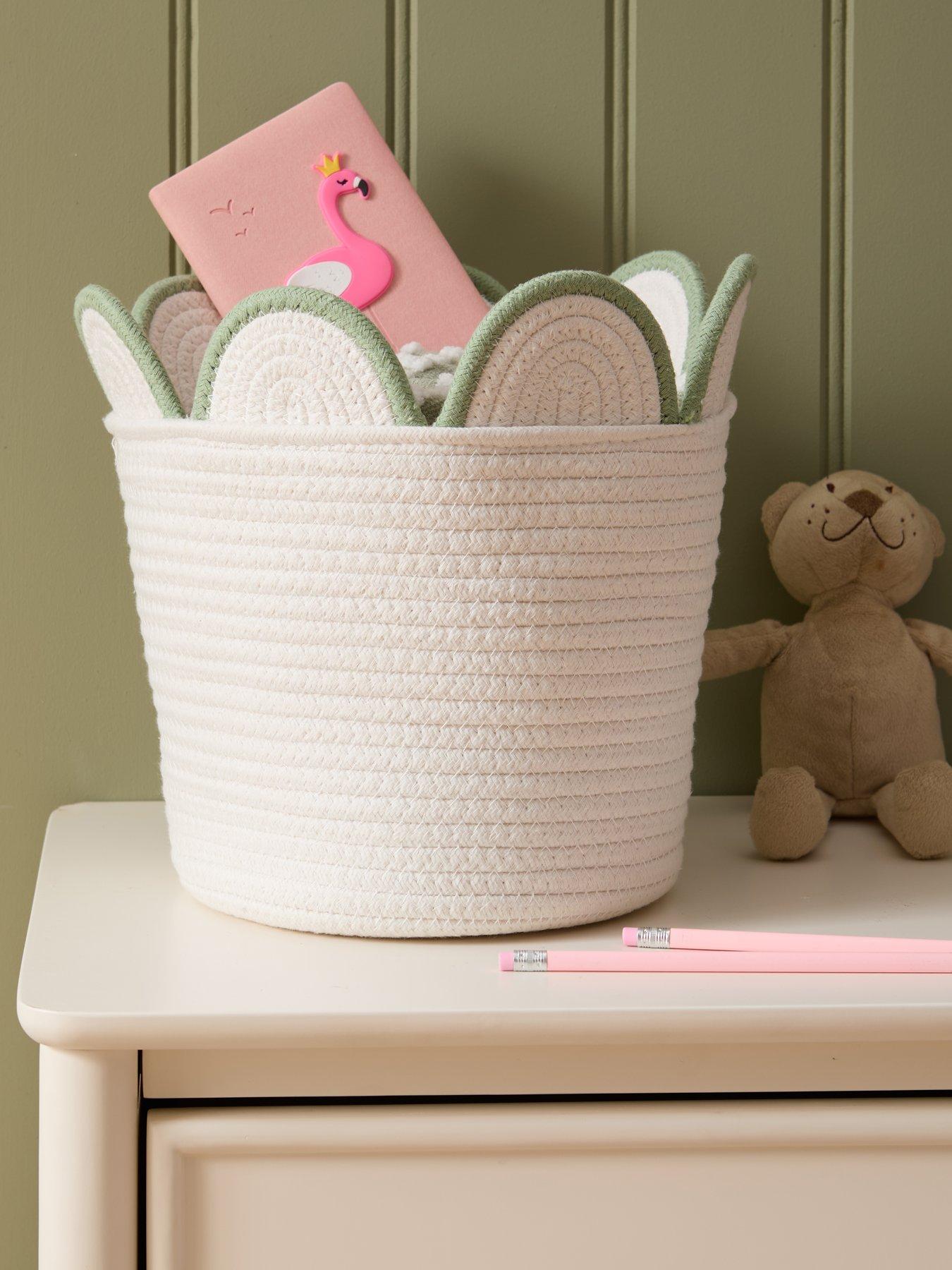 The Very Collection Green Scallop Edge Cotton Rope Storage Basket