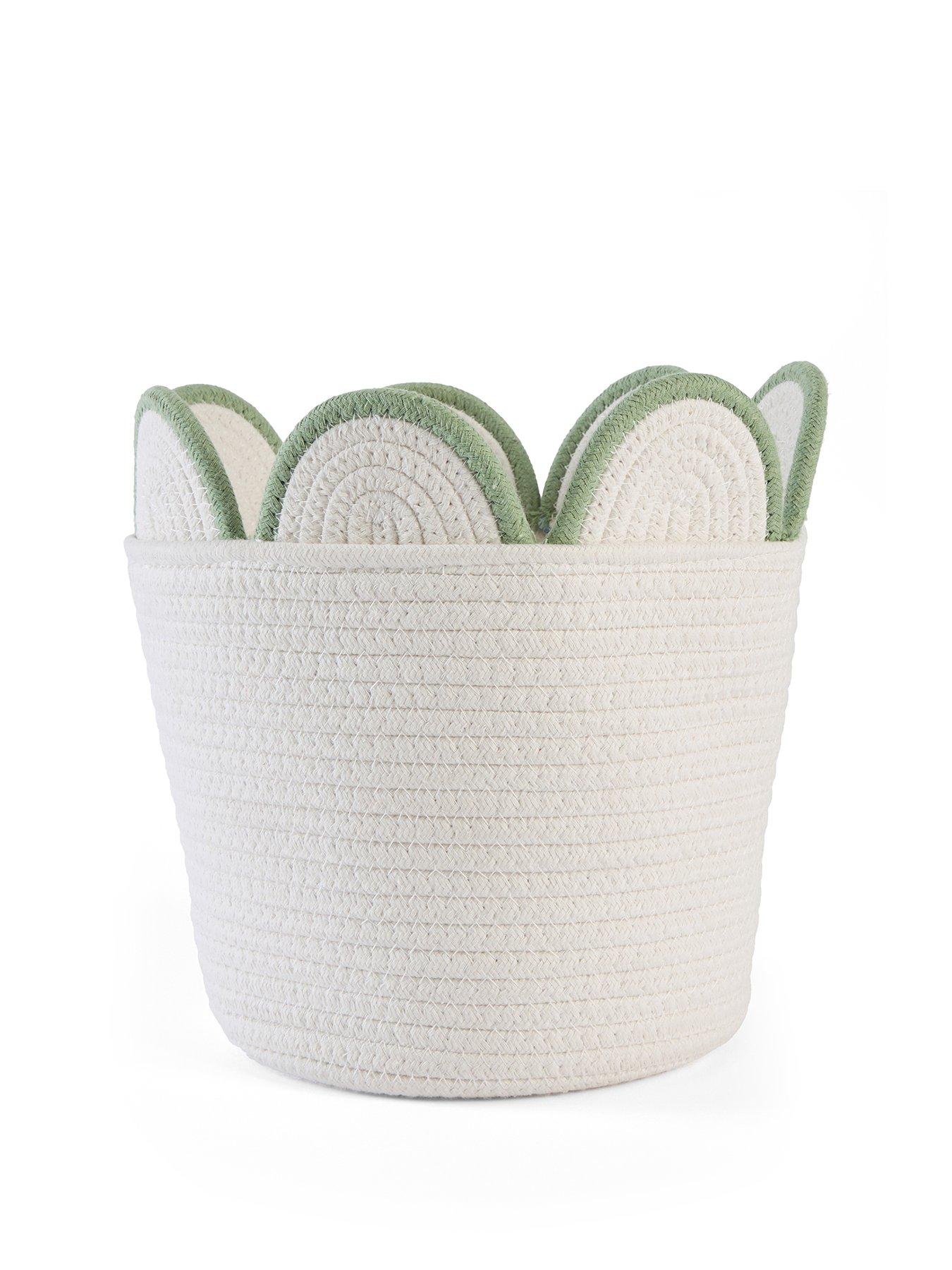 Image 2 of 5 of The Very Collection Green Scallop Edge Cotton Rope Storage Basket