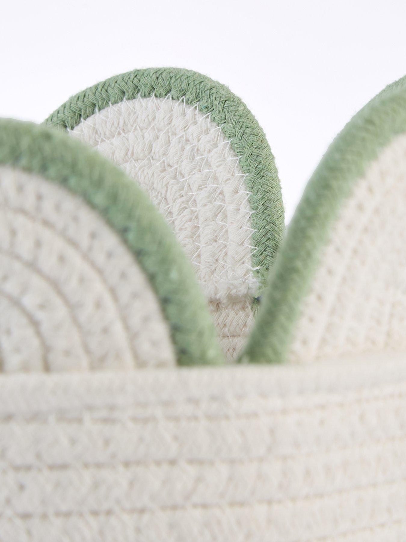Image 5 of 5 of The Very Collection Green Scallop Edge Cotton Rope Storage Basket