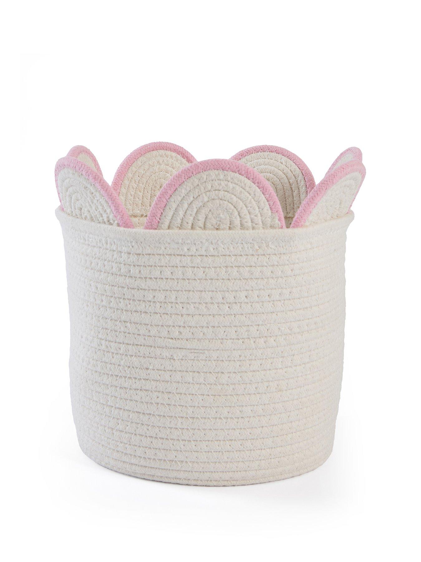 The Very Collection Pink Scallop Edge Cotton Rope Storage Basket | Very