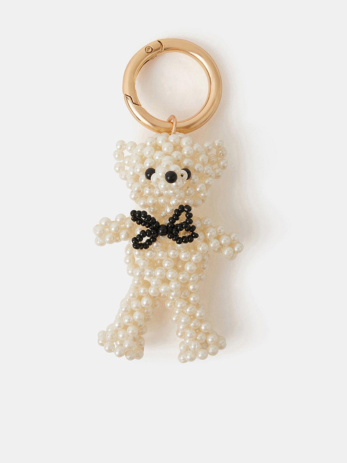 undefined Beaded Bear Bag Charm - Cream