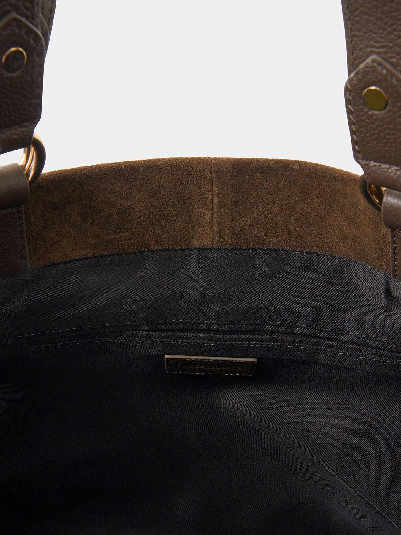 Image 5 of 5 of Accessorize Multi Strap Suede Tote Bag - Brown