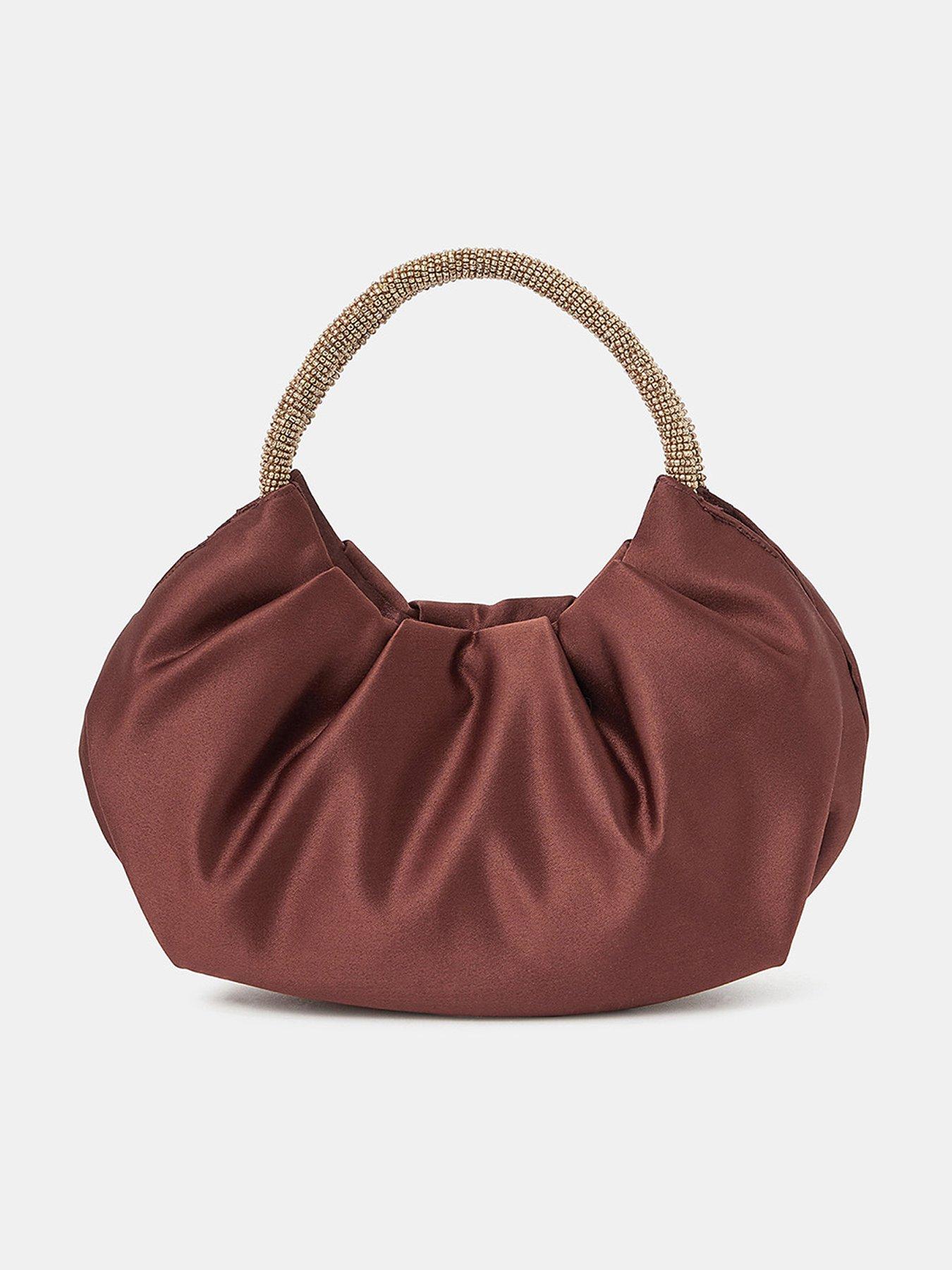 undefined Mini Embellished Satin Bag - Brown